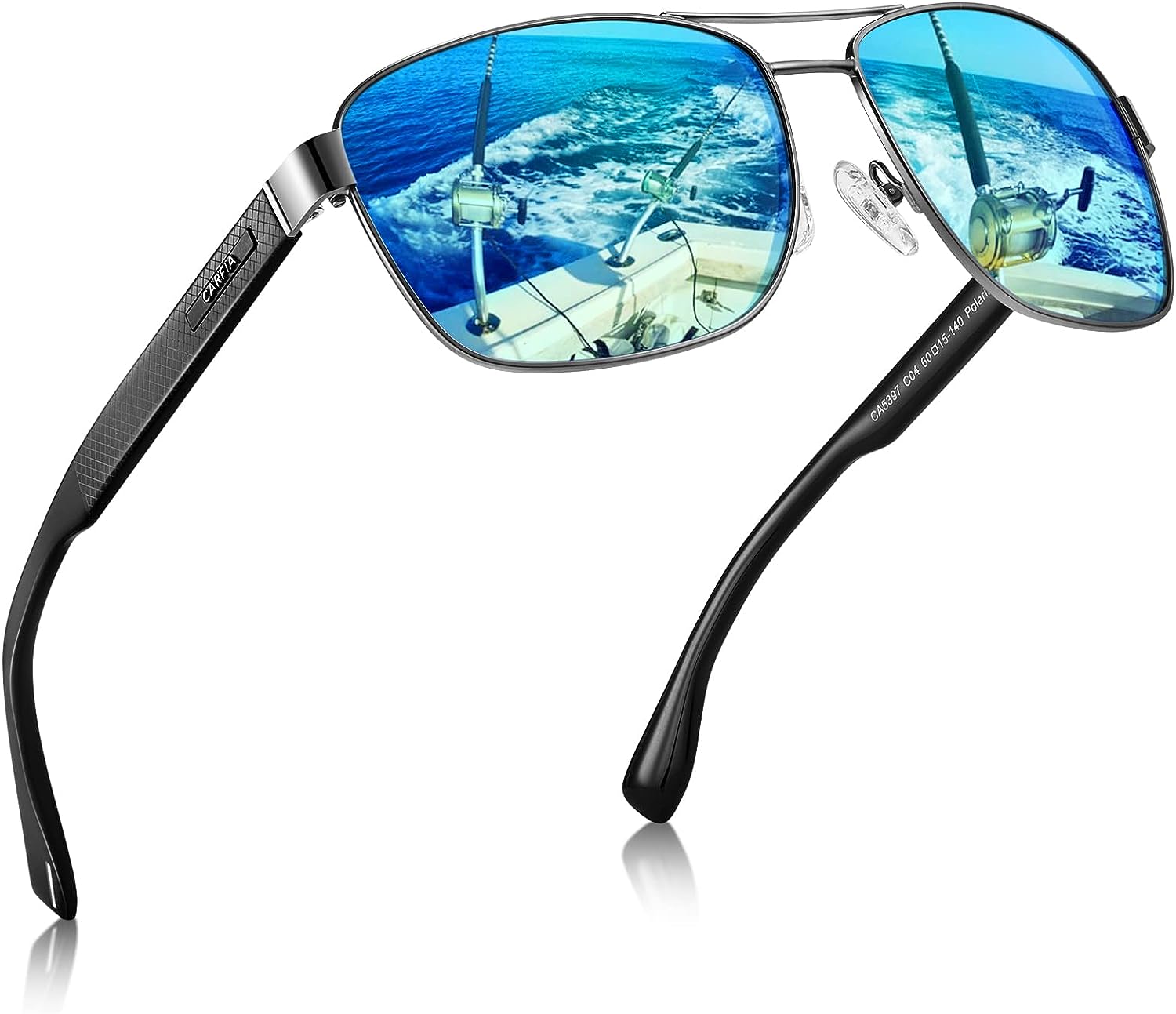 CARFIA Military Style Mens Sunglasses Polarized UV Protection Rectangle Golf  Dri