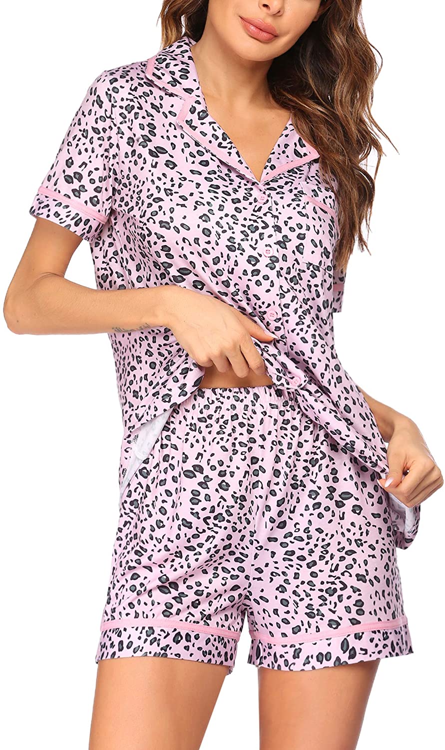 Ekouaer Nightgowns for Women Printed Sleepshirts Short Sleeve Long