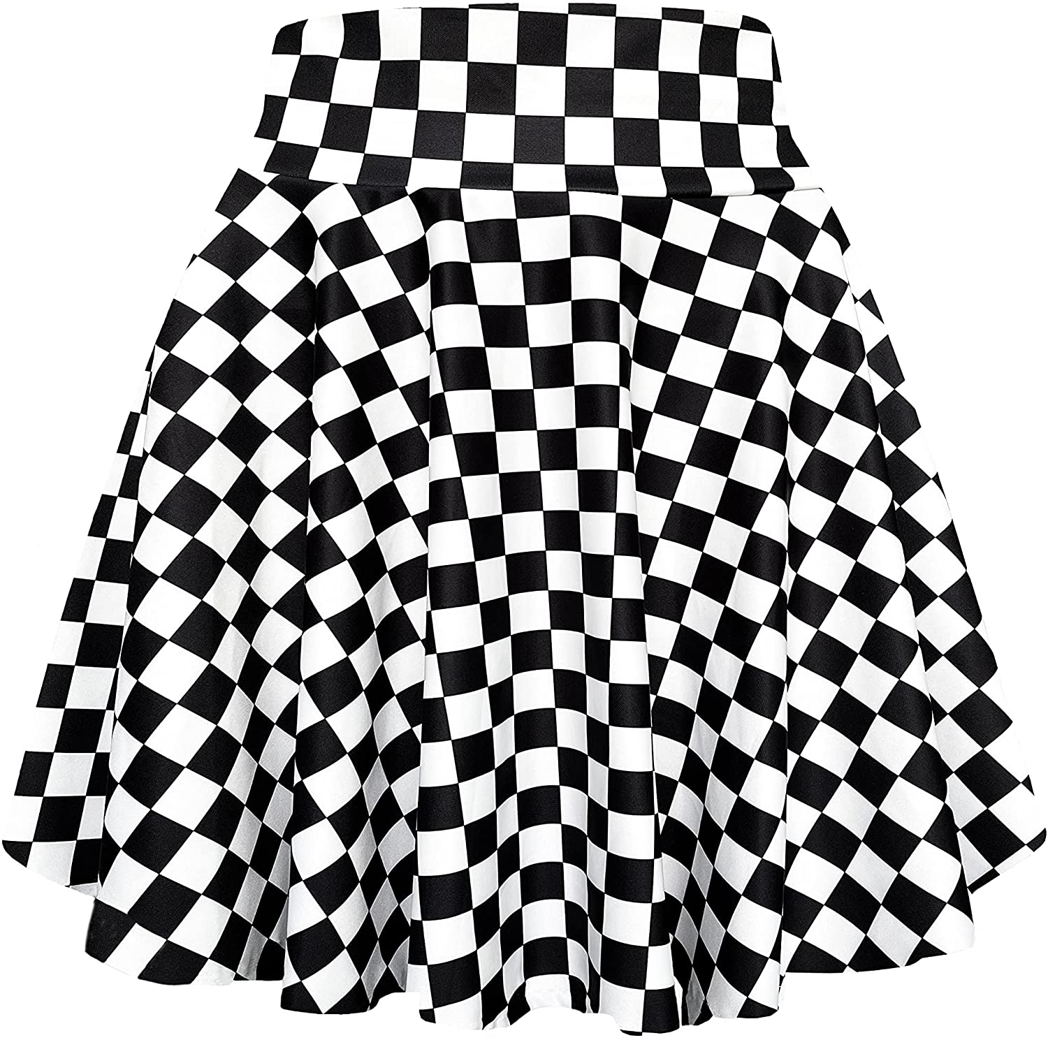 Afibi Women's Casual High Waisted Mini Flared Print Pleated Skater Skirt 