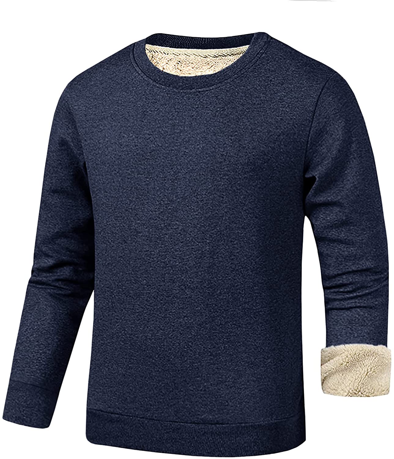 FASKUNOIE Men's Winter Fleece Sweatshirts Warm Sherpa Lined Heavy Thicken  Long S