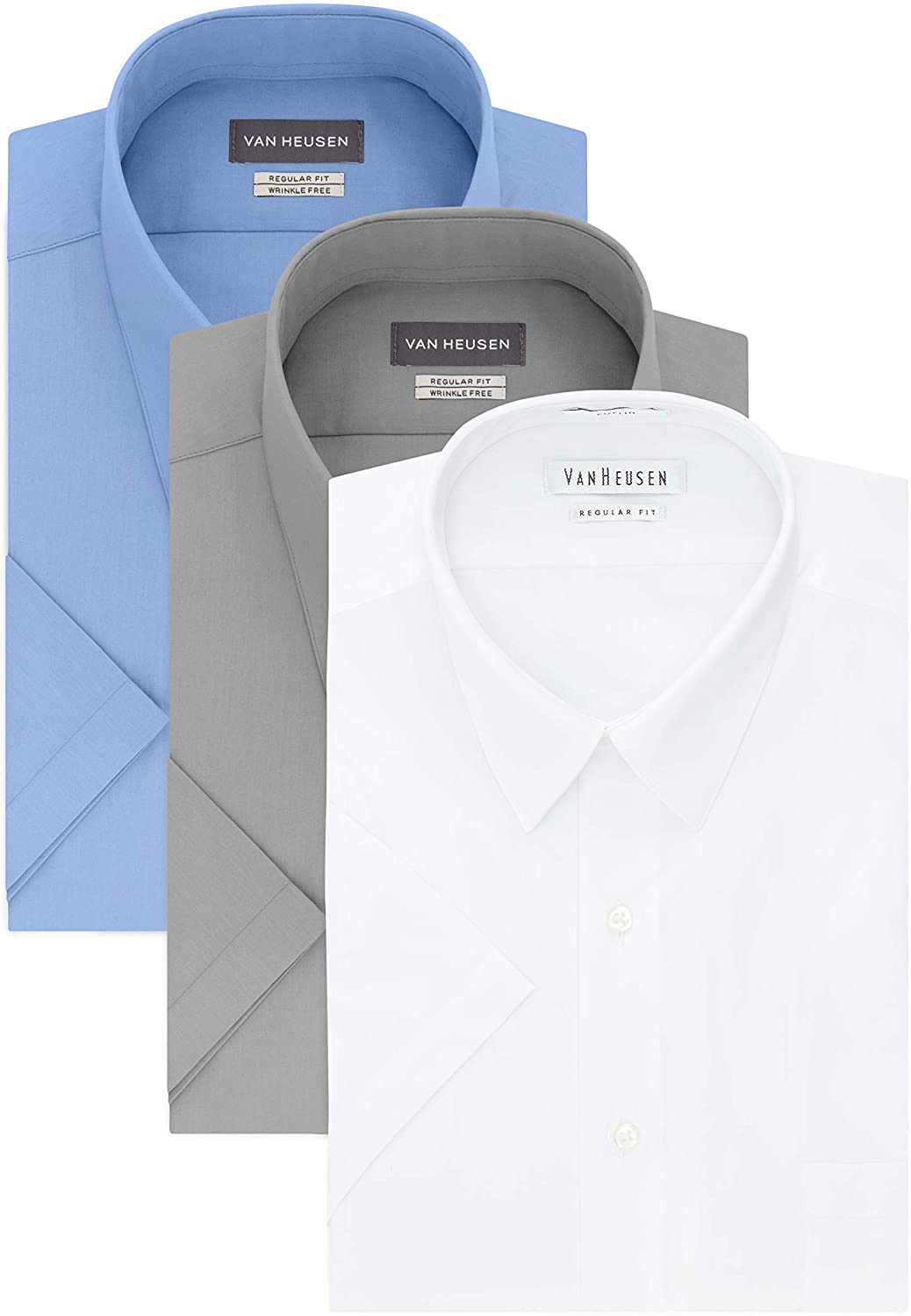 Van Heusen Men's Short Sleeve Dress Shirt Regular Fit Poplin Solid | eBay