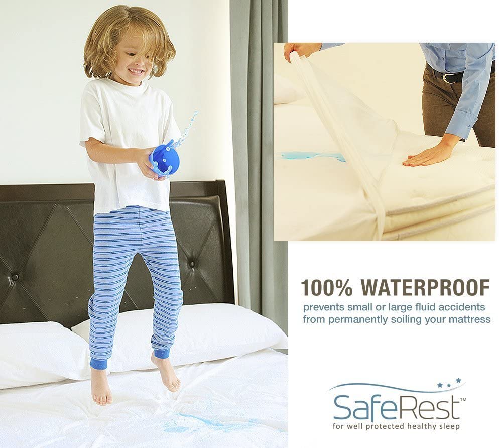 SafeRest King Sz Premium Hypoallergenic Waterproof Mattress Protector Vinyl Free 