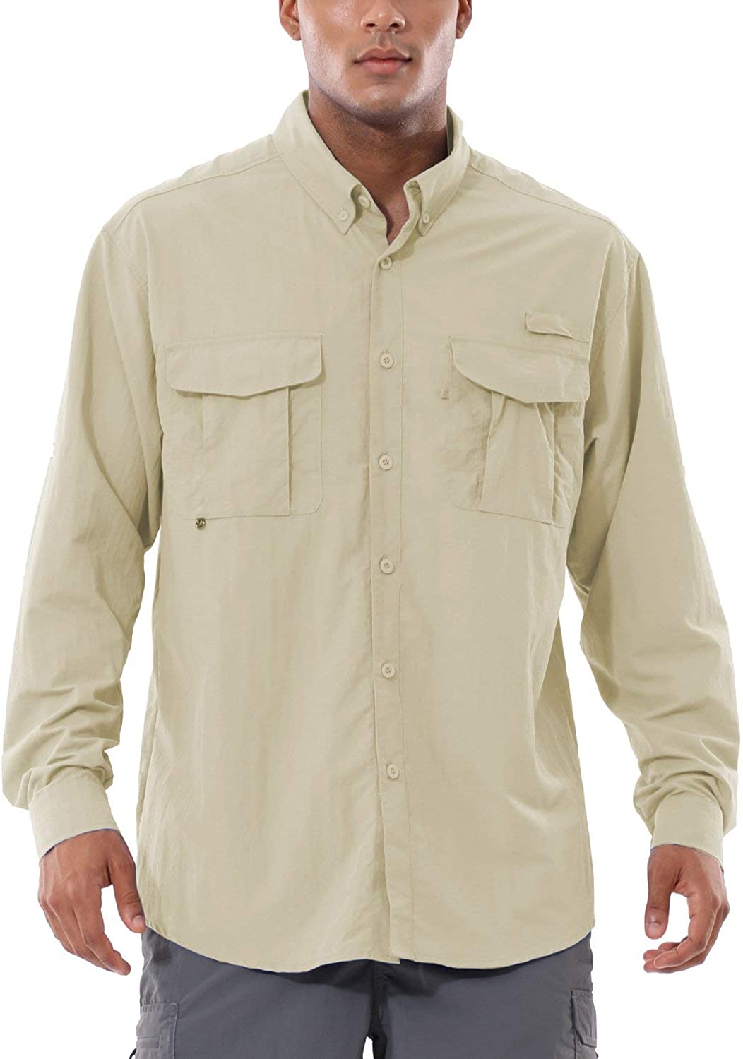 BALEAF Men's UPF 50+ Hiking Shirt Long Sleeve Shirt Outdoor Lightweight ...