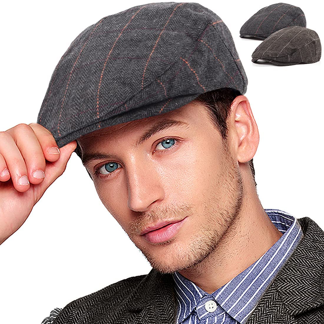 0円 うのにもお得な 4 Pieces Newsboy Hats for Men Cabbie Cap Flat CapIvy Gatsby Hunting Hat Novel Style Classic