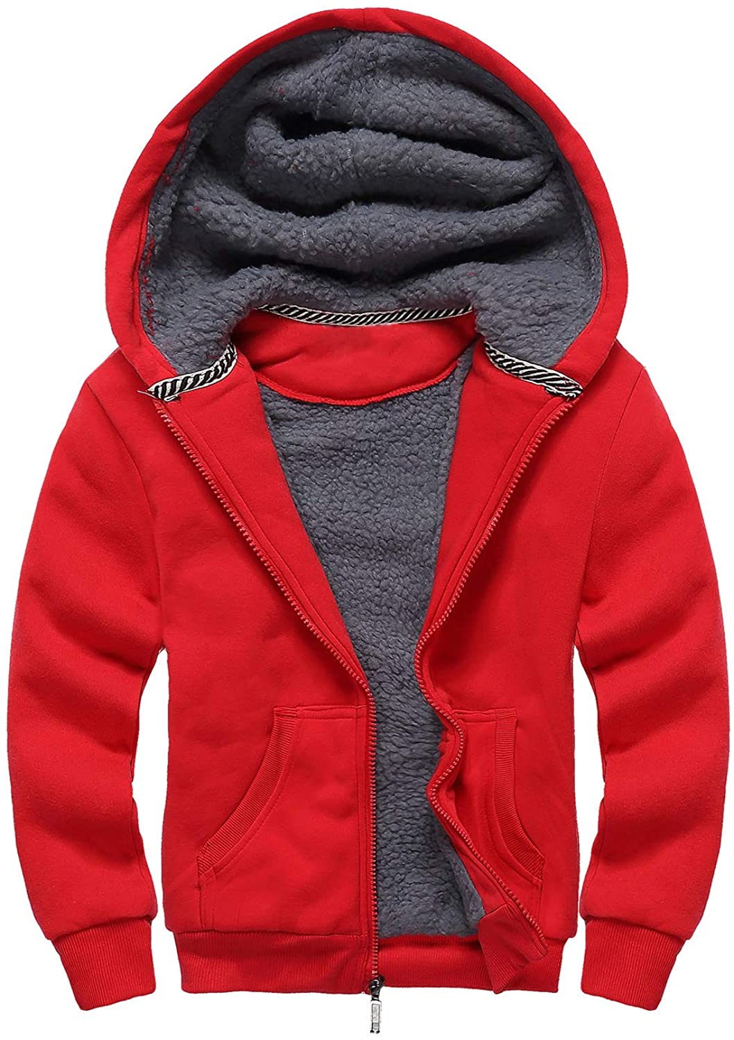SWISSWELL Boys Hoodie Sherpa Fleece Lined Jacket Soft Warm Zipper Sweatshirt Outerwear 