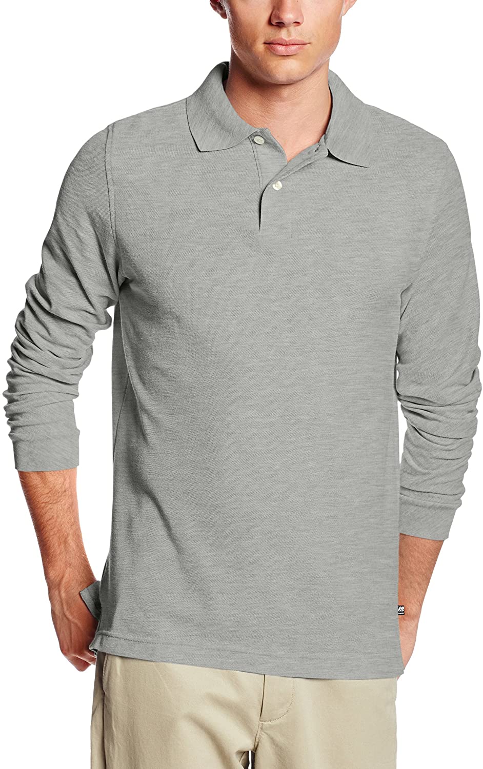 lee uniforms men's modern fit long sleeve polo