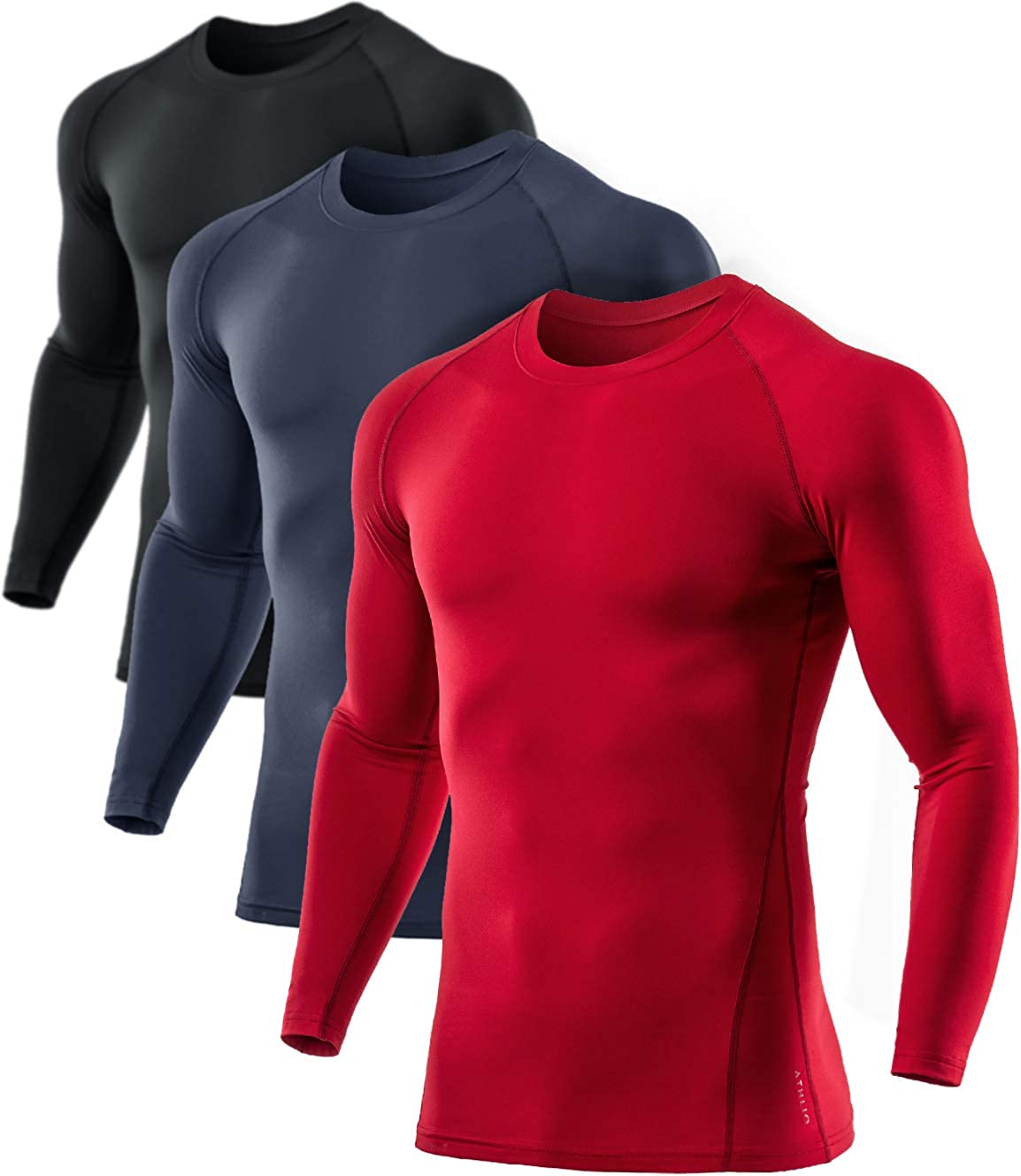 ATHLIO 1 or 3 Pack Men's Thermal Long Sleeve Compression Shirts
