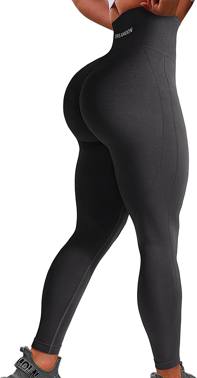 DREAMOON Women Scrunch Butt Lifting Seamless Workout Leggings High Waisted Booty  Yoga Pants, Darkbrown