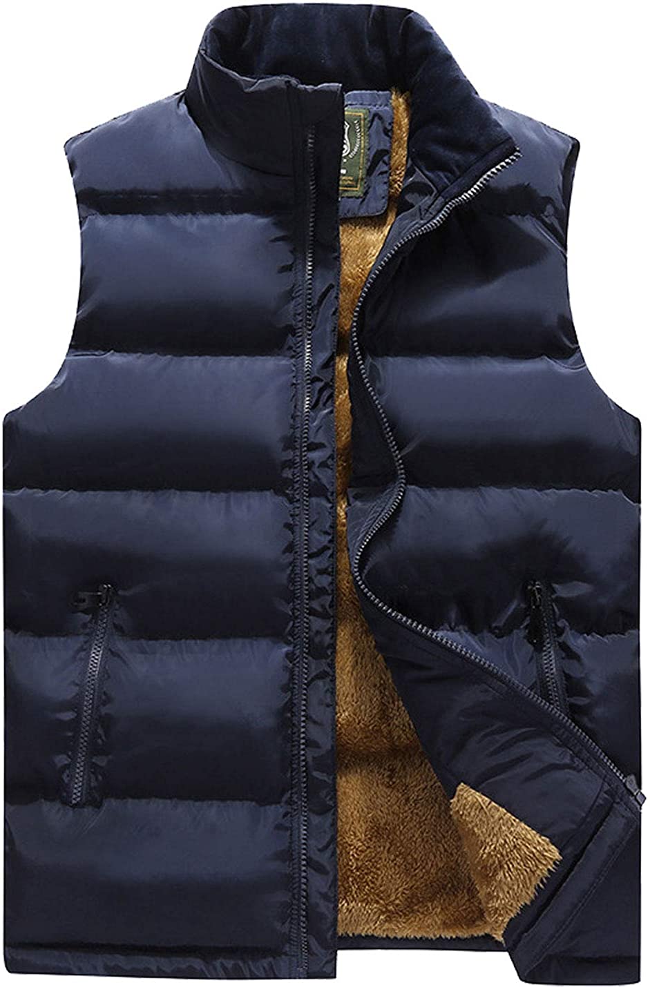 Flygo Men's Winter Warm Outdoor Padded Puffer Vest Thick Fleece Lined  Sleeveless Jacket