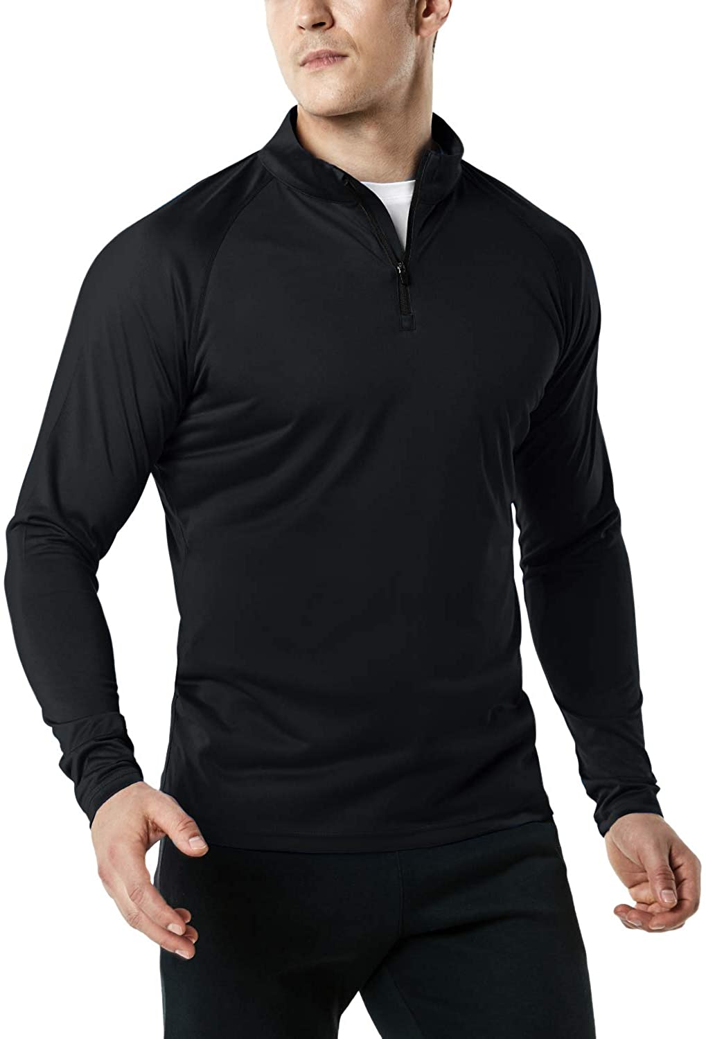 TSLA Mens 1/4 Zip Cool Dry Active Sporty Shirt 