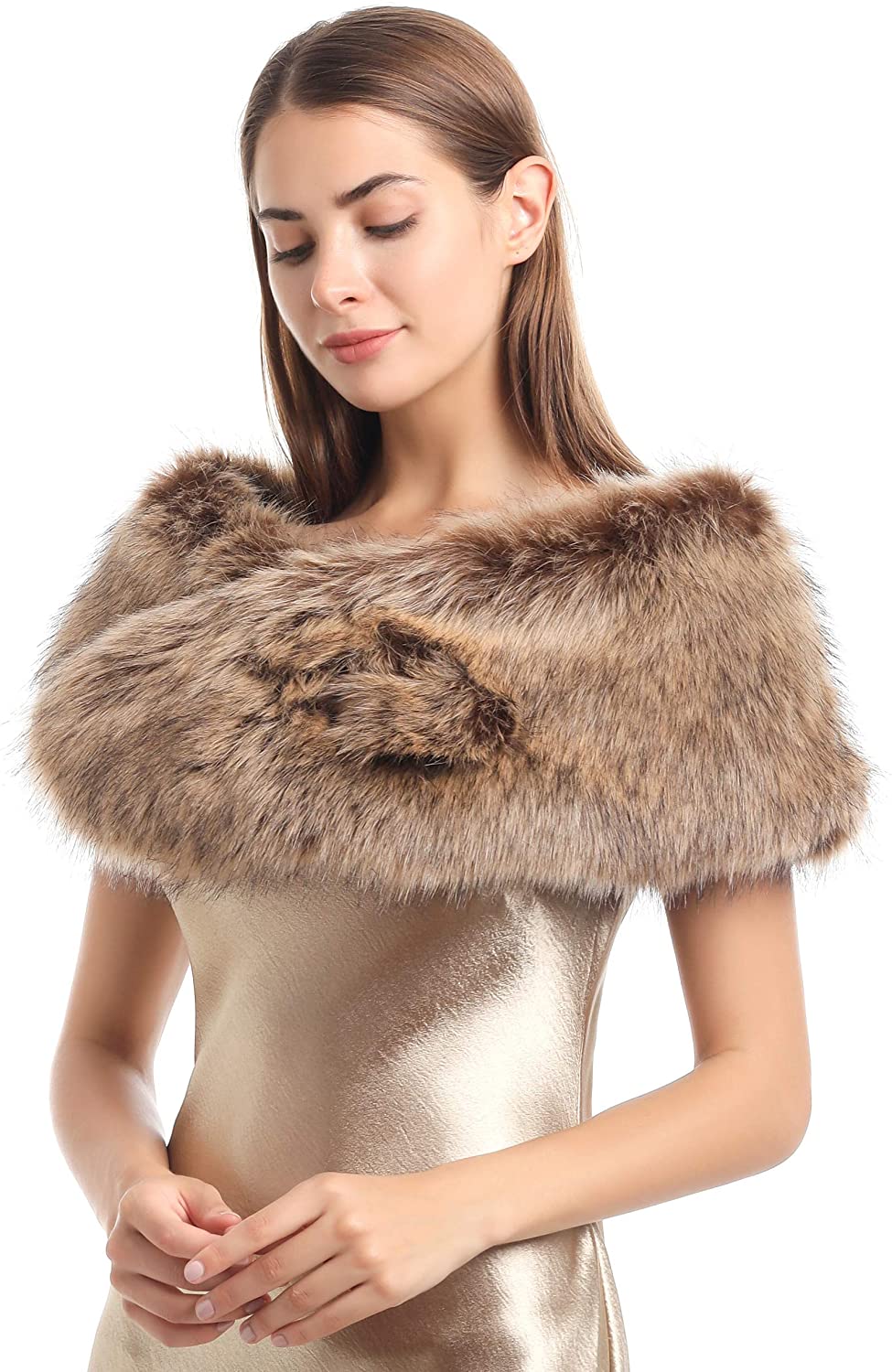 Soul Young Faux Fur Collar Women's Neck Warmer Scarf Wrap,Nature,One Size  at  Women's Clothing store