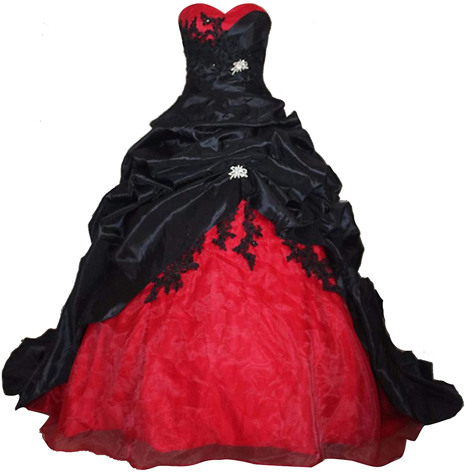 Babygirls Black Red and White Wedding Dress for Bride 2019 Sweetheart with  Train | eBay