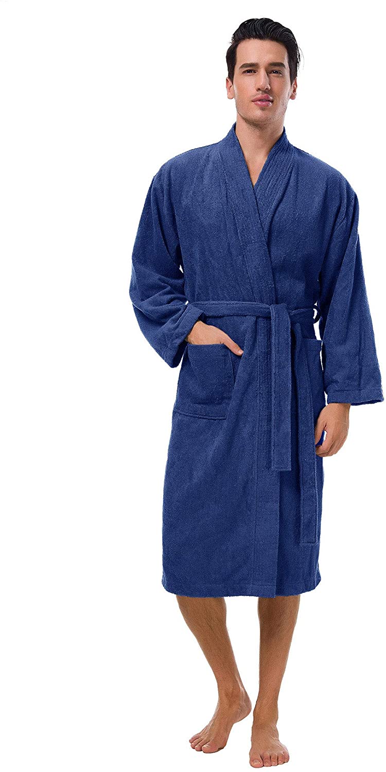thumbnail 9  - SIORO Mens Robe Terry Cloth Kimono Bathrobe Cotton Soft Shower Towel Bath Robes 