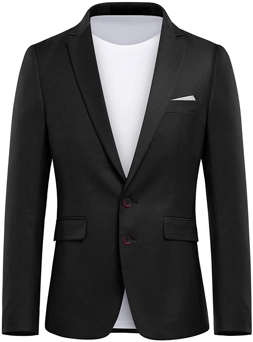 Mens Suit Blazer Slim Fit 2 Button Business Jacket Notched Lapel Sport Coat
