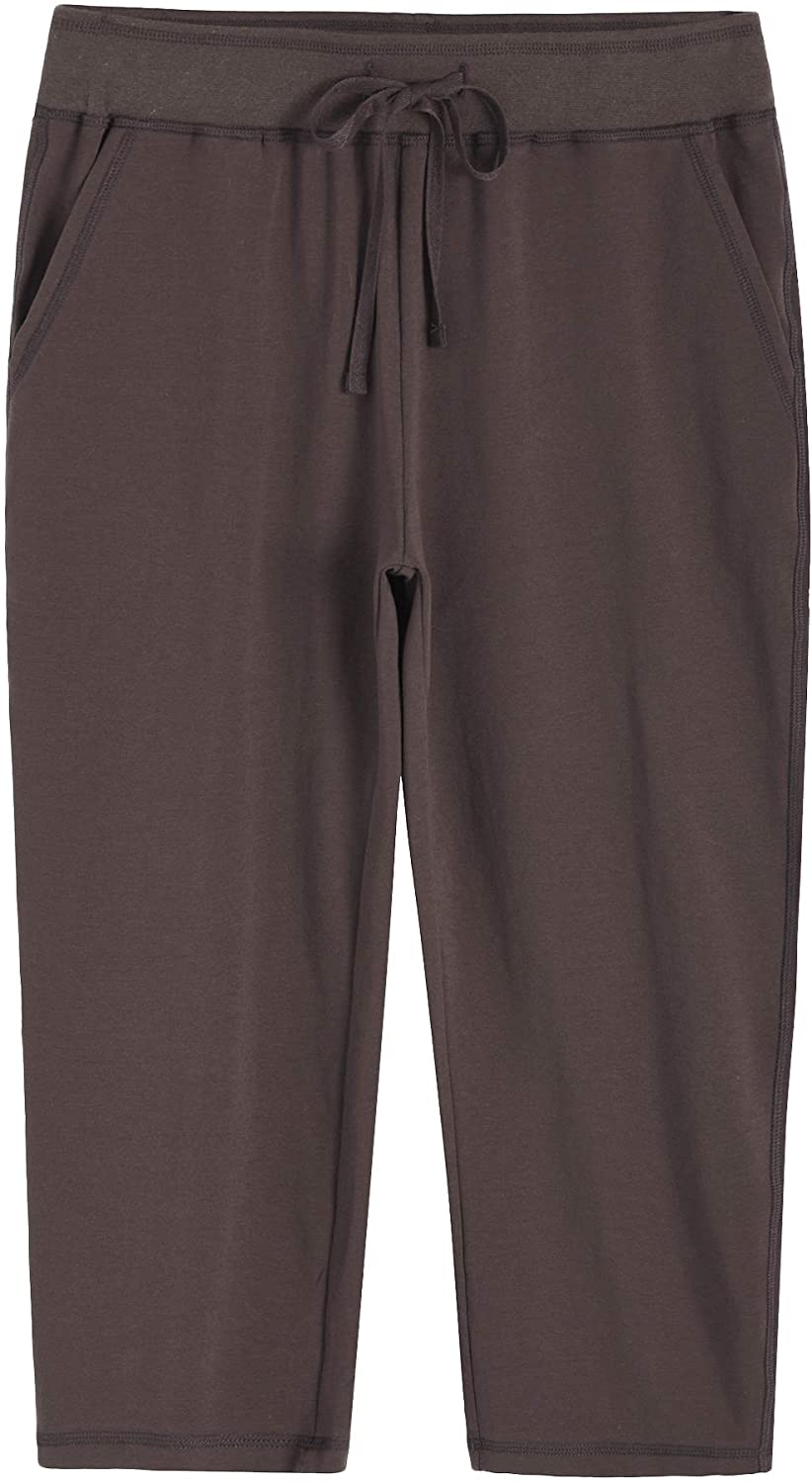 Weintee Women's Knit Sweatpants Capri Pants with Pockets