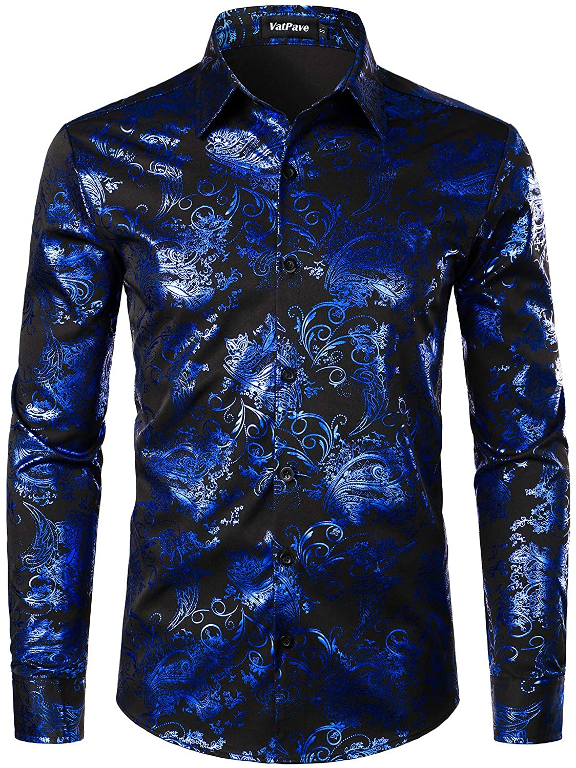 VATPAVE Mens Luxury Design Skull Dress Shirts Regular Fit Button Down ...