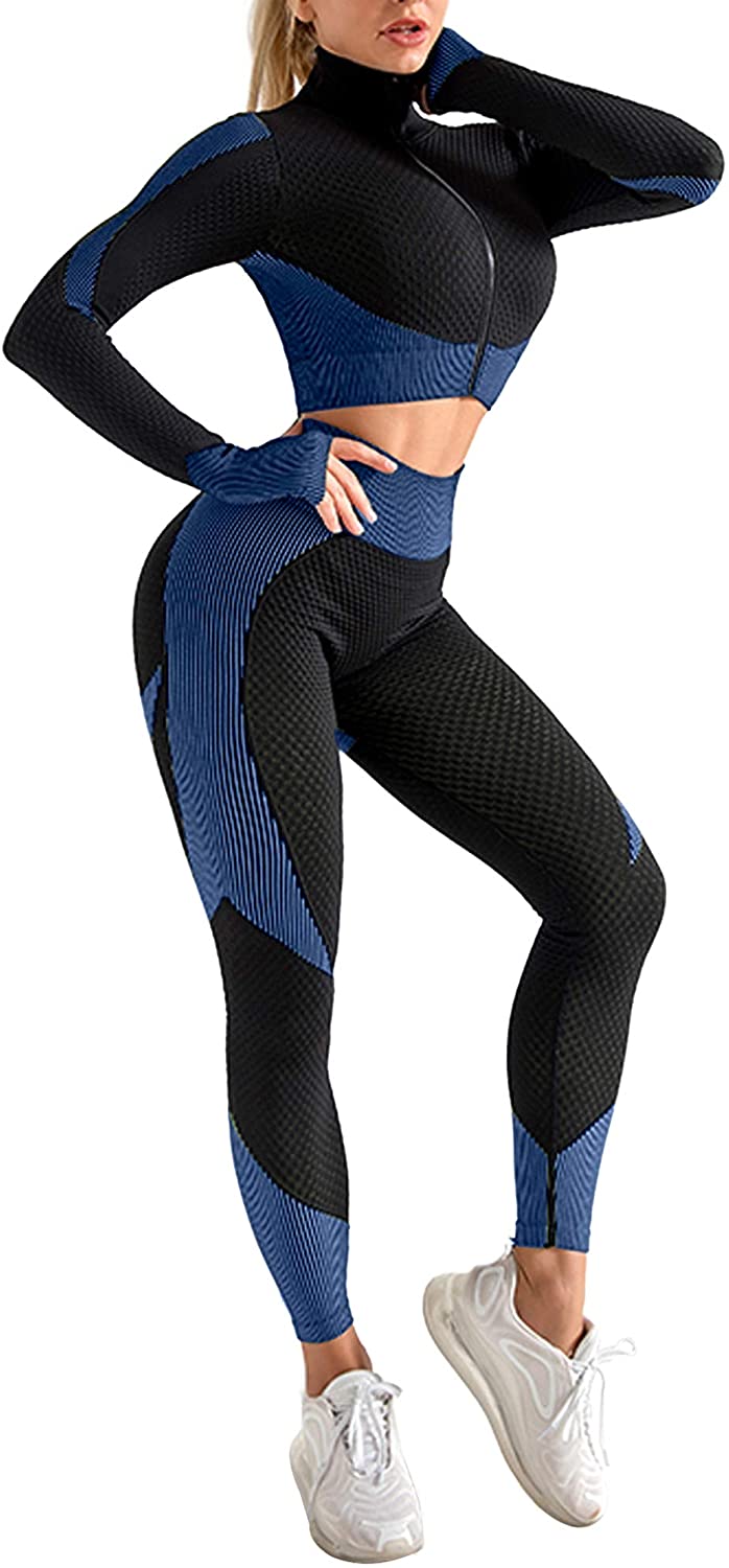 Seamless High Waist Leggings and Stretch Sports Bra Yoga Activewear Set OLCHEE Women's 2 Piece Tracksuit Workout Outfits 