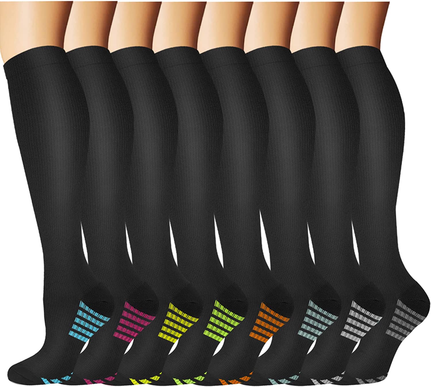 Graduated Copper Compression Socks for Men & Women Circulation 8 Pairs  15-20mmHg