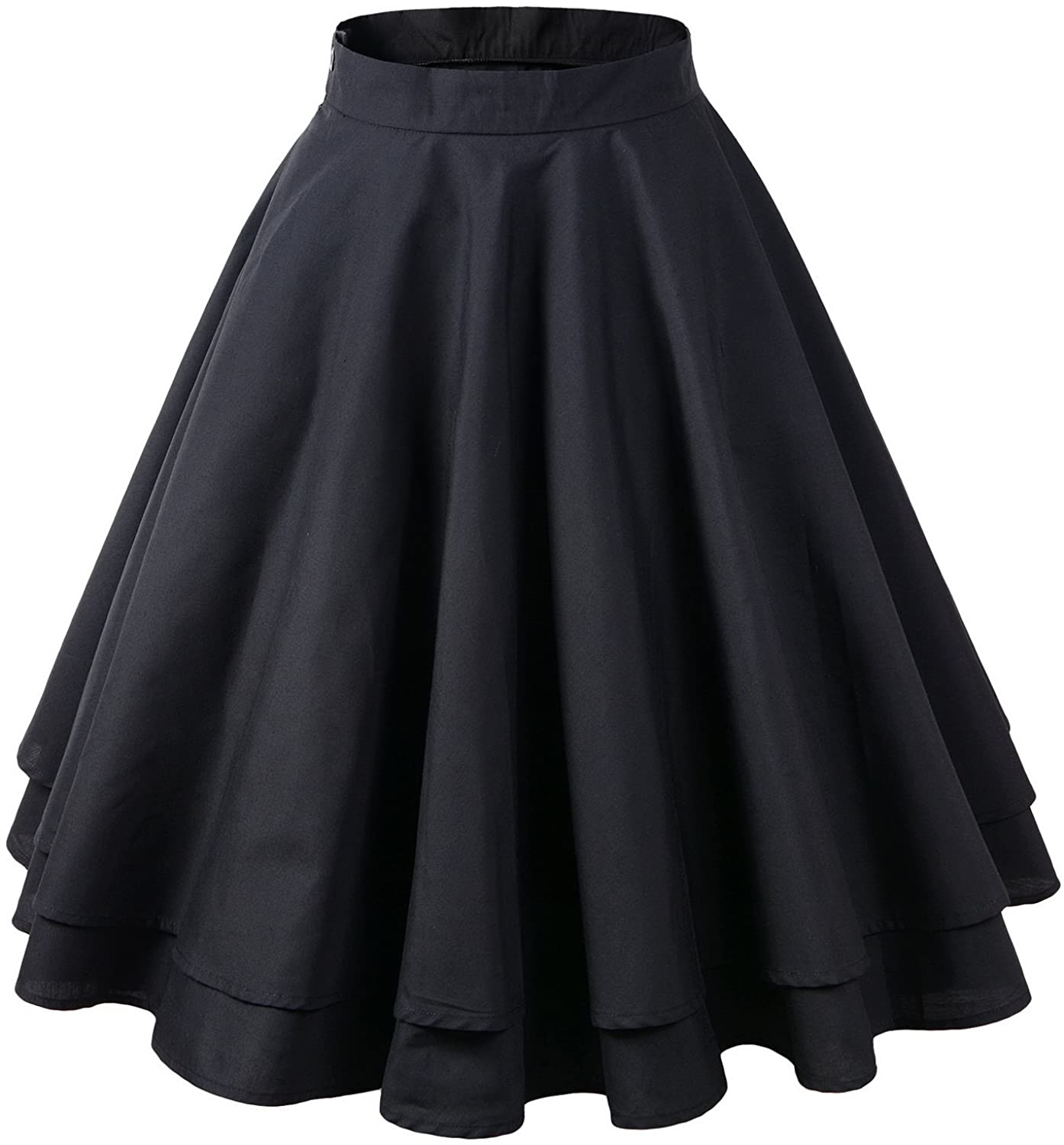 Womens A-line Flared Pleated Knee Length Skirt 1950s Vintage Rockabilly ...