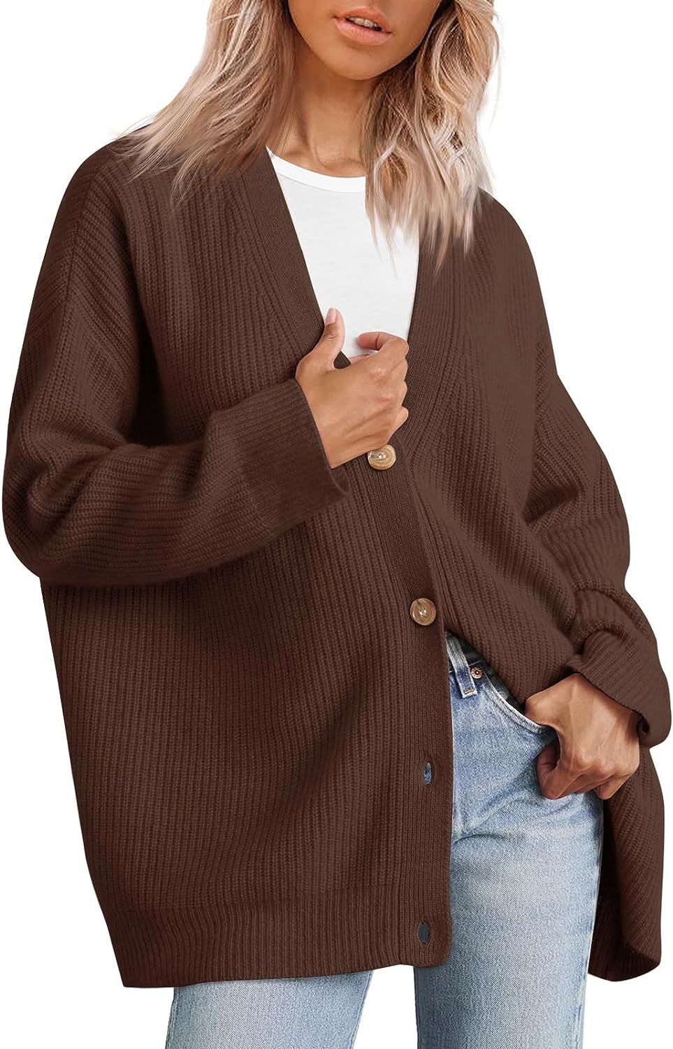 LILLUSORY Women's Cardigan 2023 Open Front Oversized Button