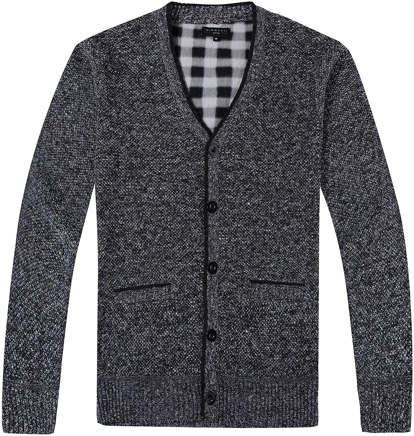 Gioberti Men's Knitted V-Neck Button Down Cardigan Sweater with Flannel ...