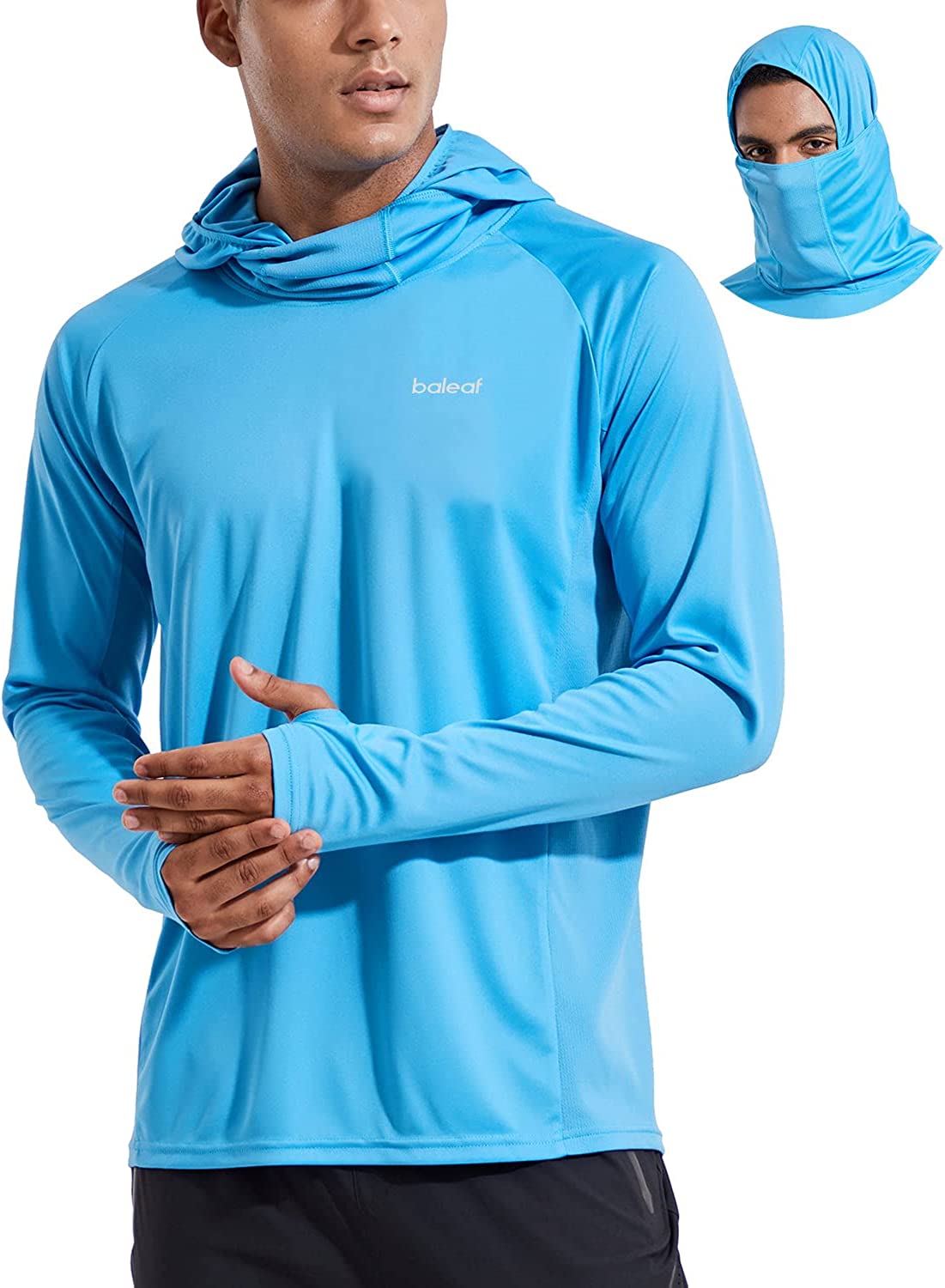 BALEAF Men's Sun Protection Hoodie Shirt UPF 50+ Long Sleeve UV SPF  T-Shirts wit