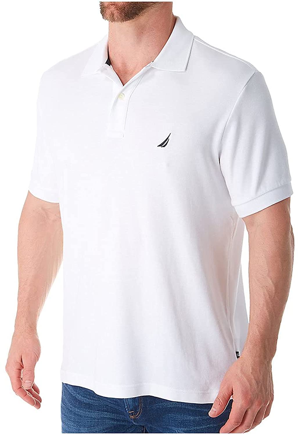 Nautica Mens Short Sleeve Contrast Logo Ofxord 100% Cotton Polo Shirt 