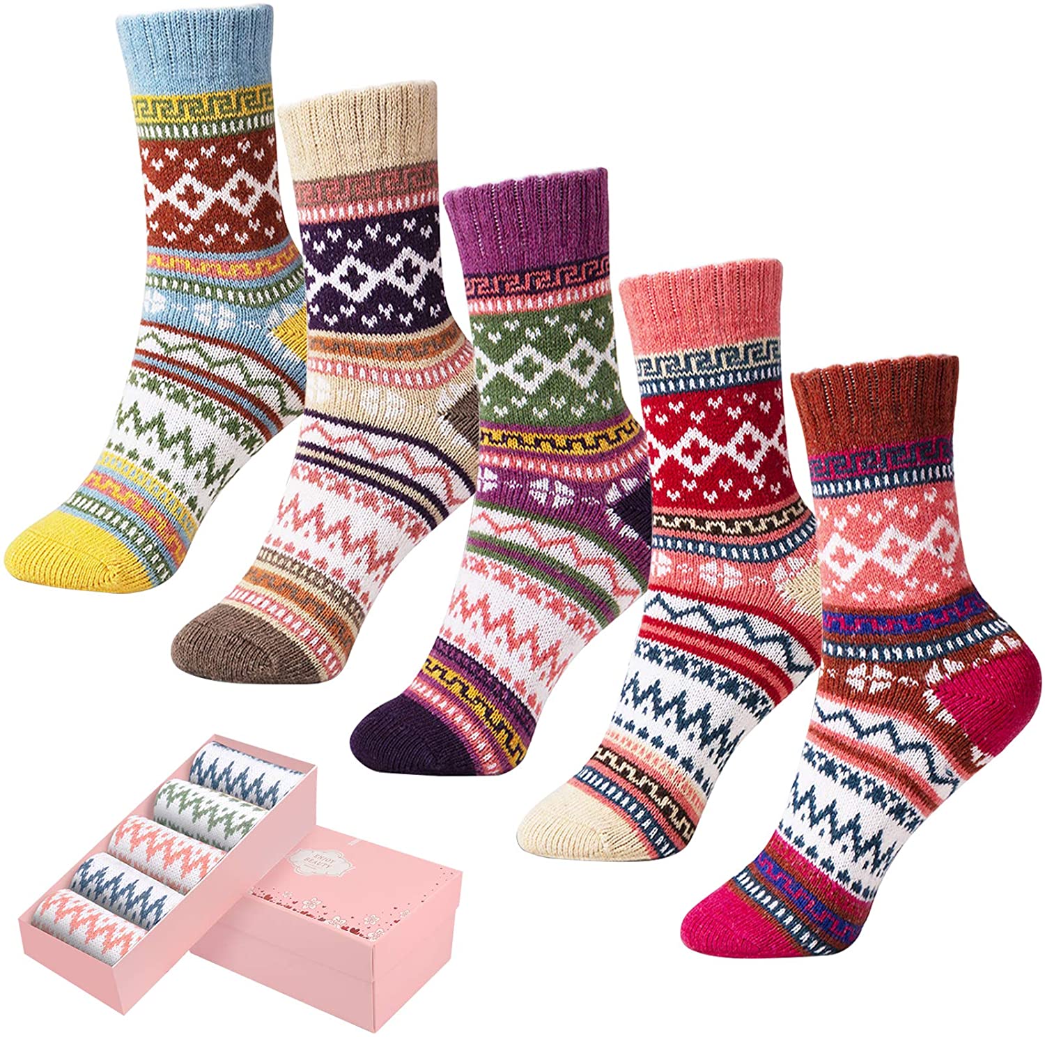 Socks Women, ICEIVY Soft Knit Wool Winter Thick Warm Cabin Fuzzy Crew Women  Sock