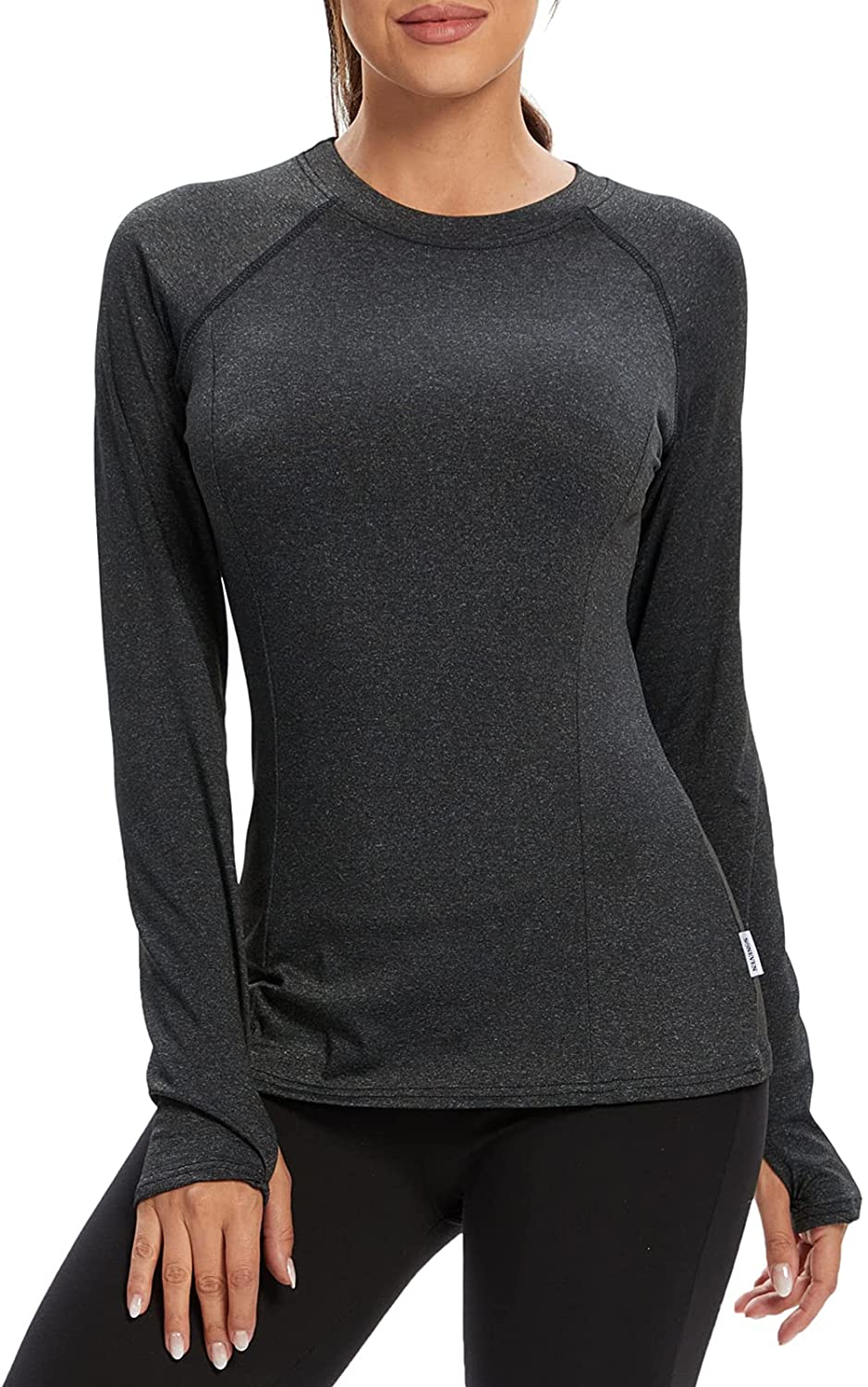 thumbnail 10  - Soneven Women Fleece Thermal Long Sleeve Running Shirt Workout Tops Moisture Wic