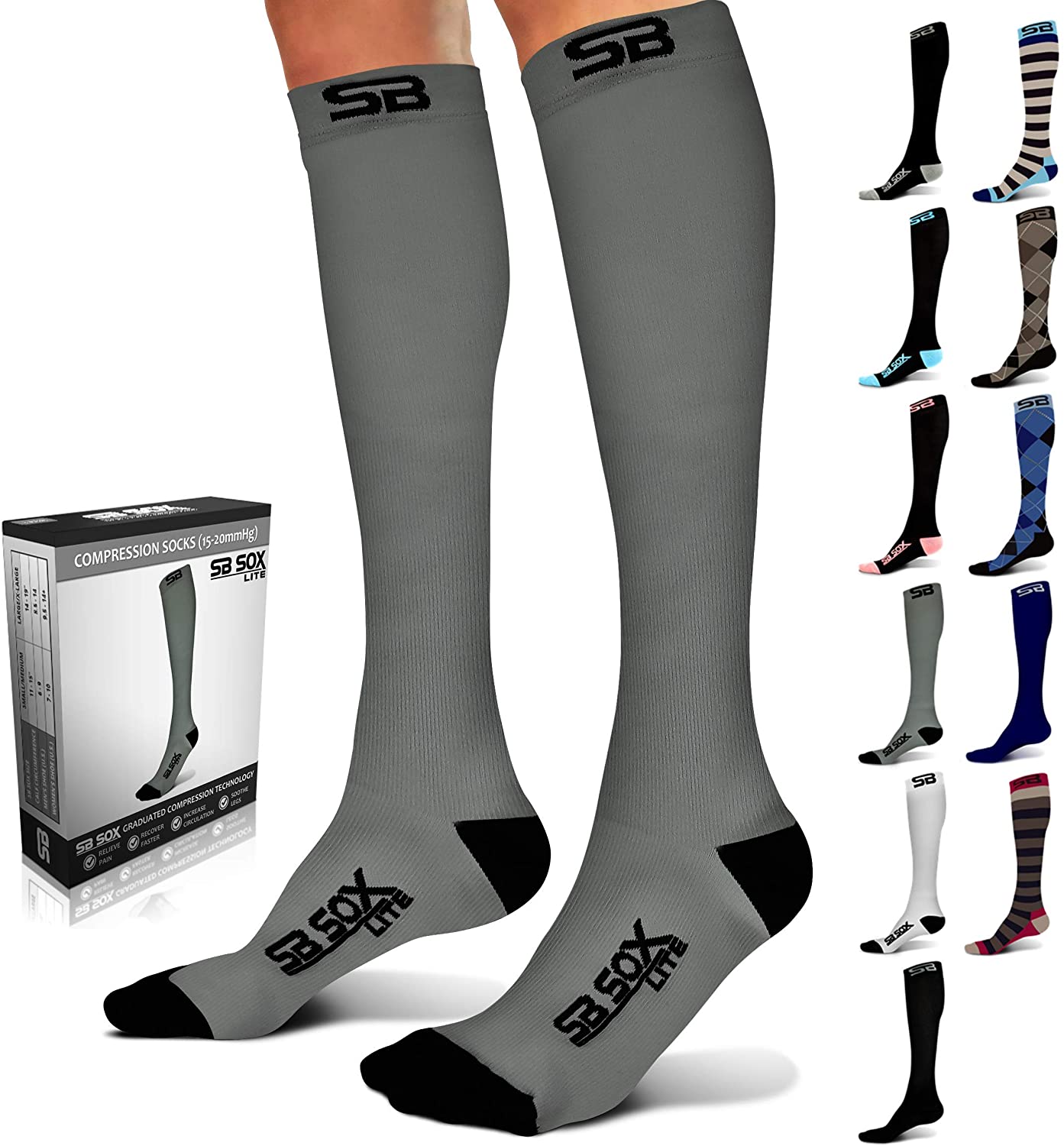 SB SOX Lite Compression Socks (15-20mmHg) for Men & Women – Best Socks for  All D | eBay