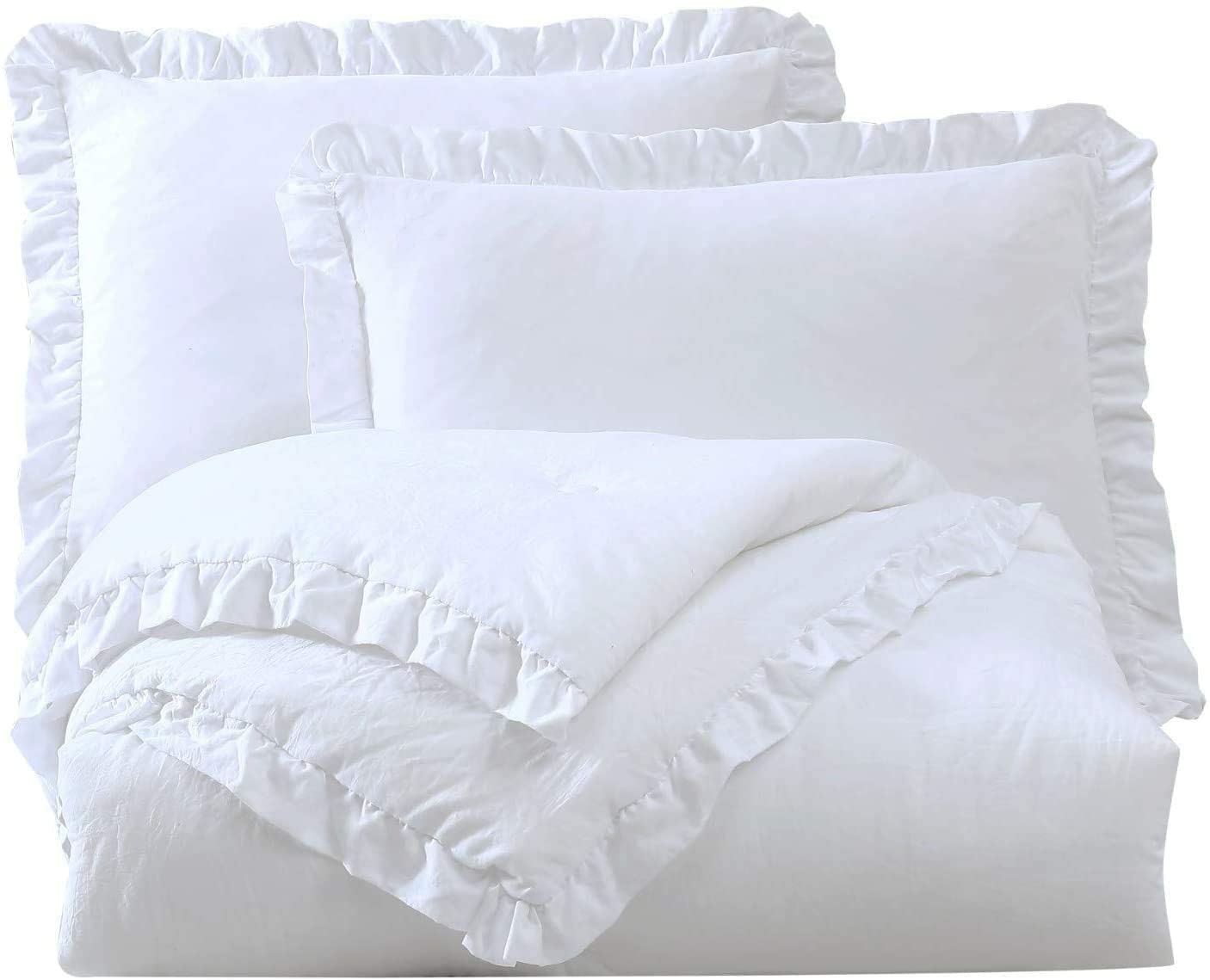 Chezmoi Collection Claire 3-Piece Pinch Pleat Soft Washed Microfiber Comforter S 