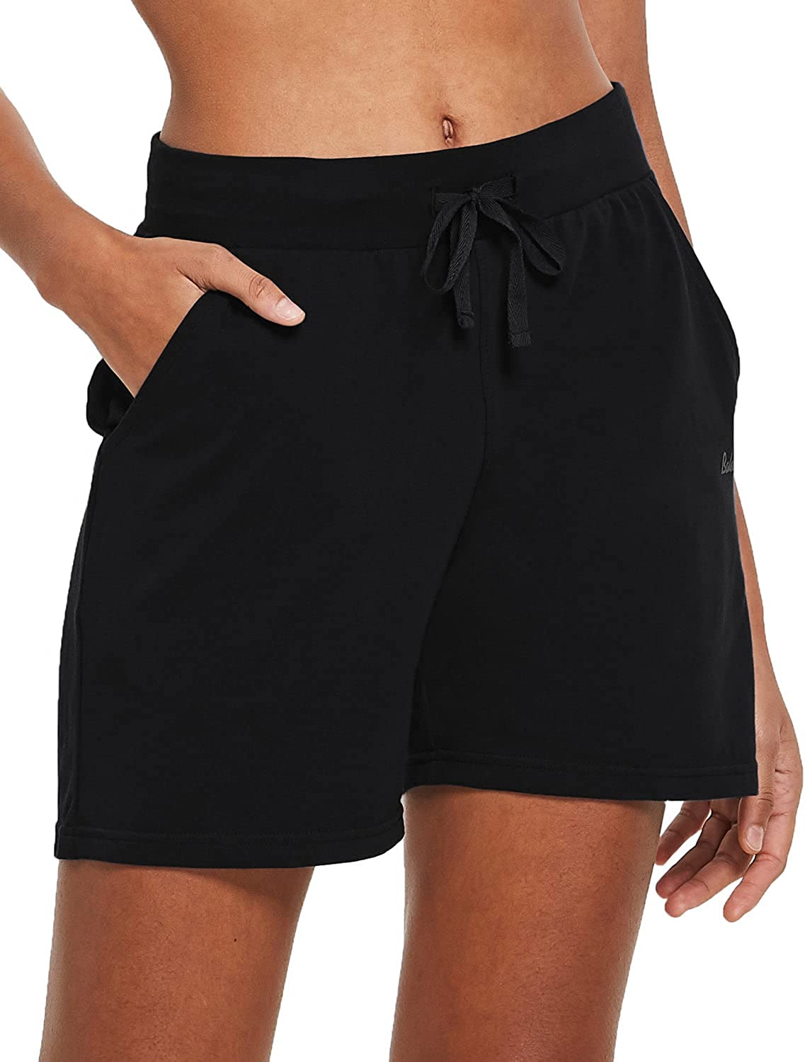 BALEAF Women's Cotton Yoga Shorts Sweat Athletic Lounge Beach