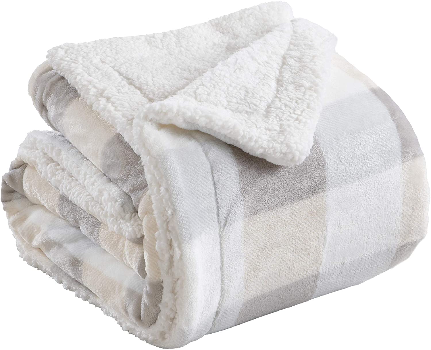 Great Bay Home Premium Reversible Sherpa and Fleece Velvet Plush Blanket Fuzzy, 
