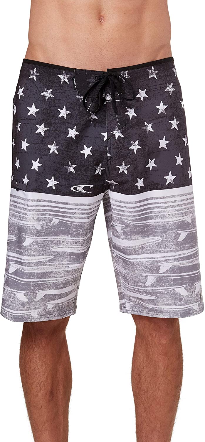 ONeill GI Jack Patriotic Hyperfreak Boardshorts With American Flag Patch 