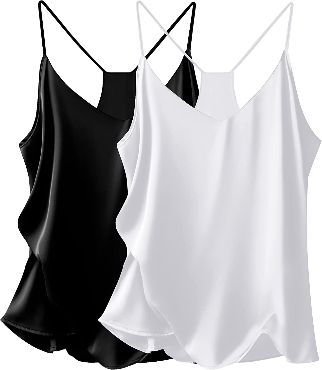 Ekouaer Satin Tank Top Women Mesh V Neck Cami Top Silk Camisole Blouse  Summer Casual Tunic : : Clothing, Shoes & Accessories