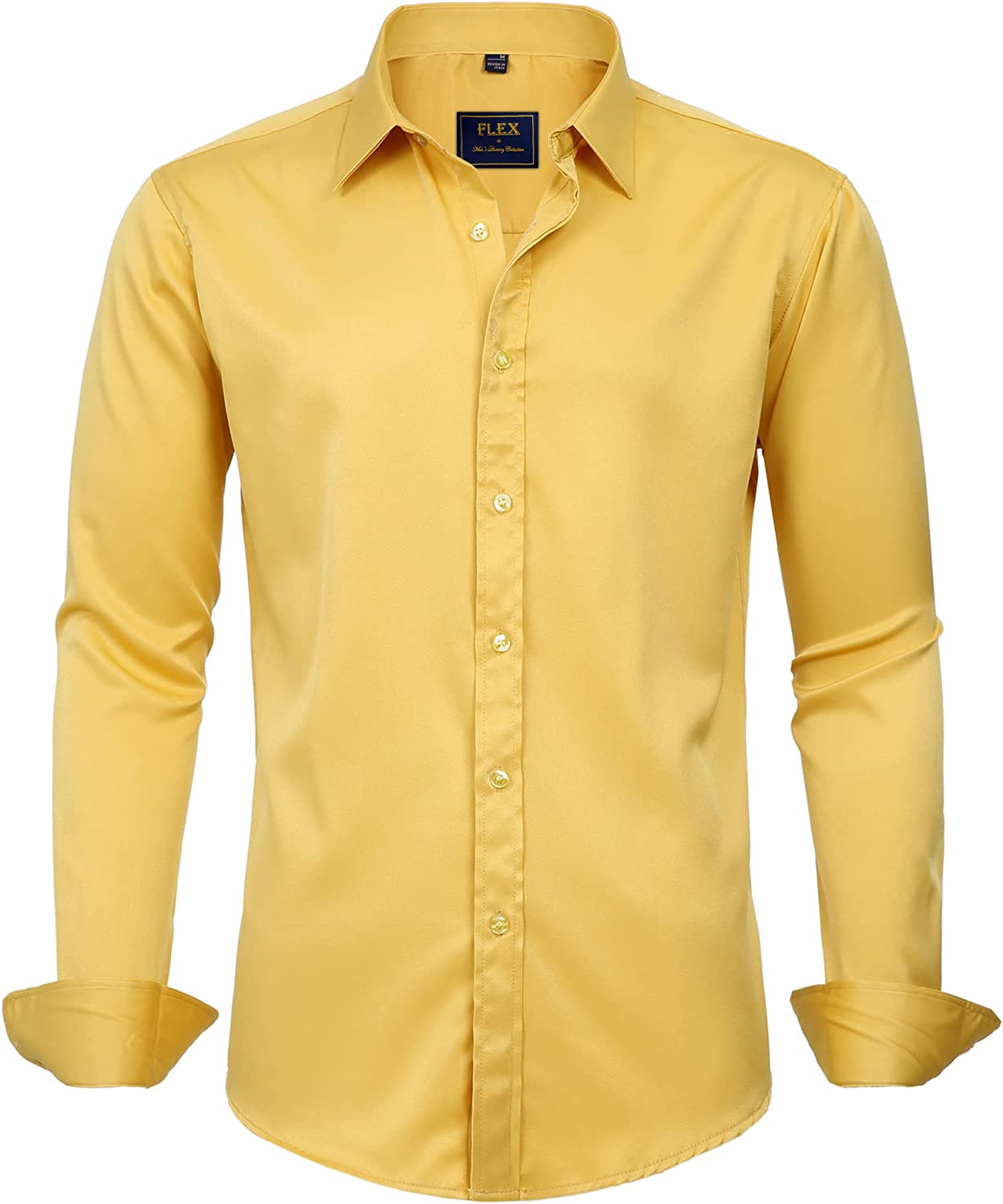J.VER Mens Business Dress Shirts Regular Fit Solid Color Long Sleeve Spread Collar 