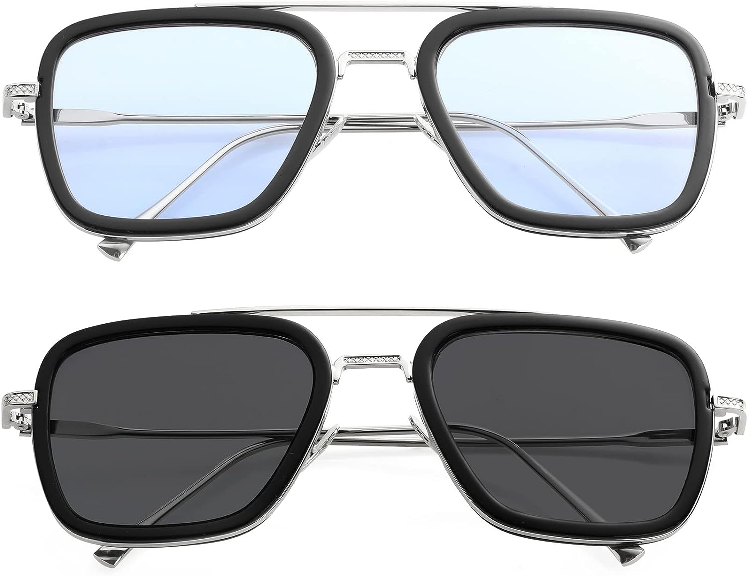 Buy Tony Stark Sunglasses Vintage Square Metal Frame Aviator