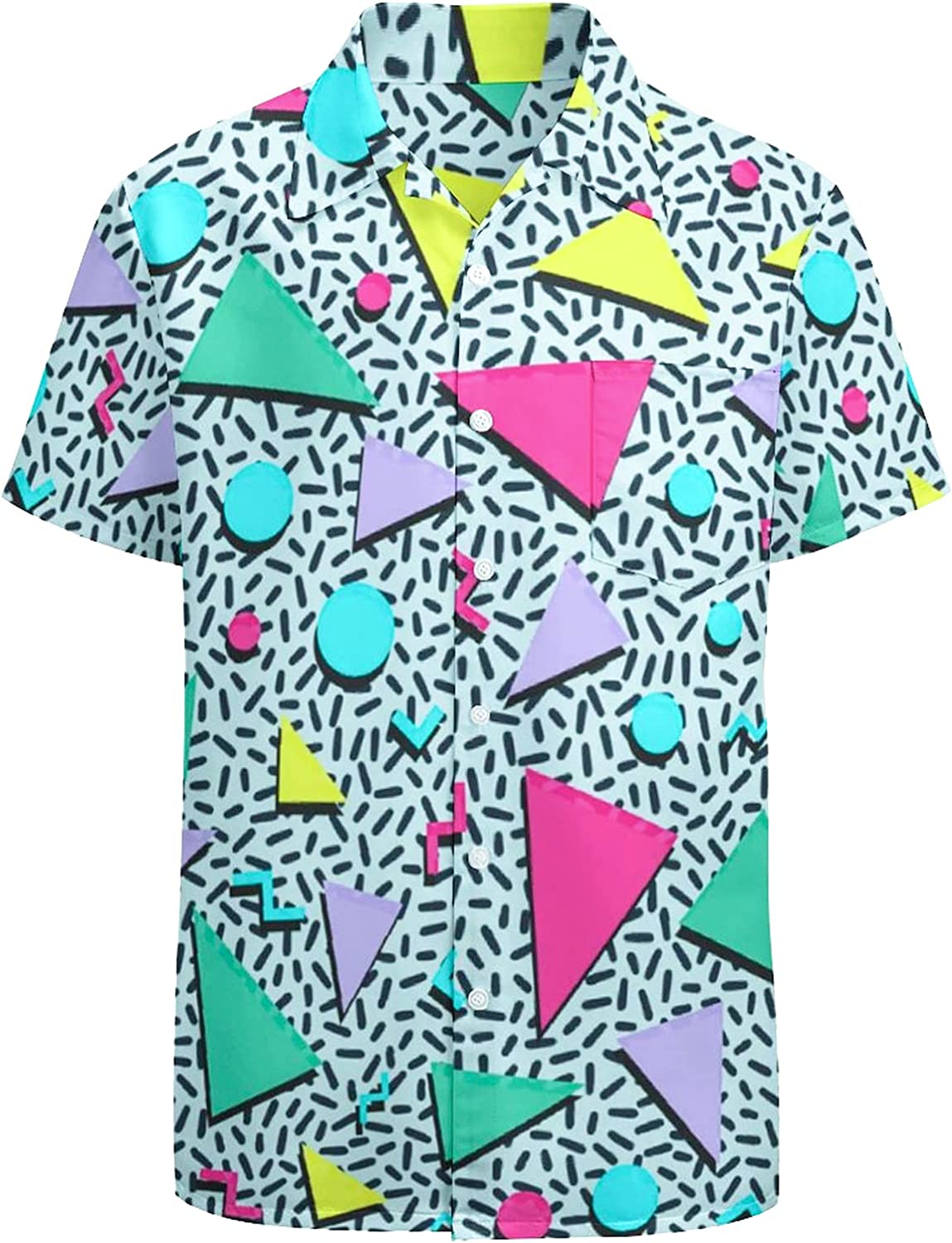 Artsadd 80s 90s Hawaiian Shirt for Men Big and Tall Button Down Short  Sleeve Shi