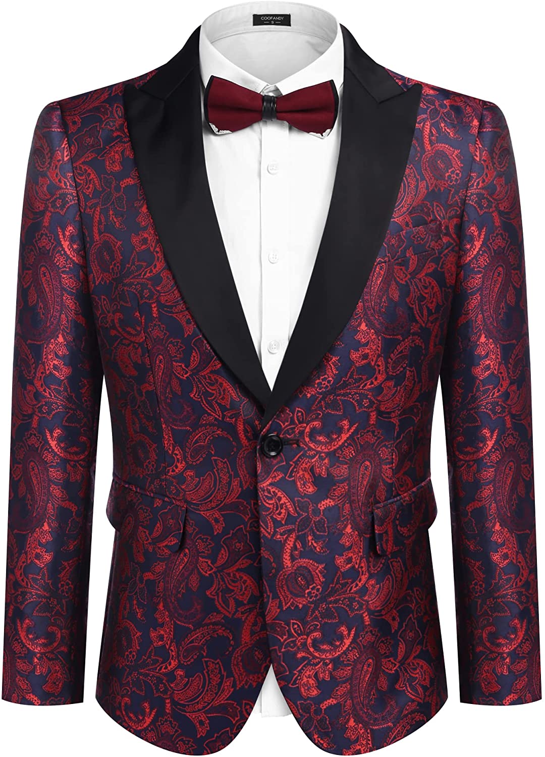 COOFANDY MEN FLORAL Blazer Suit Jacket Dinner Party Prom Wedding ...