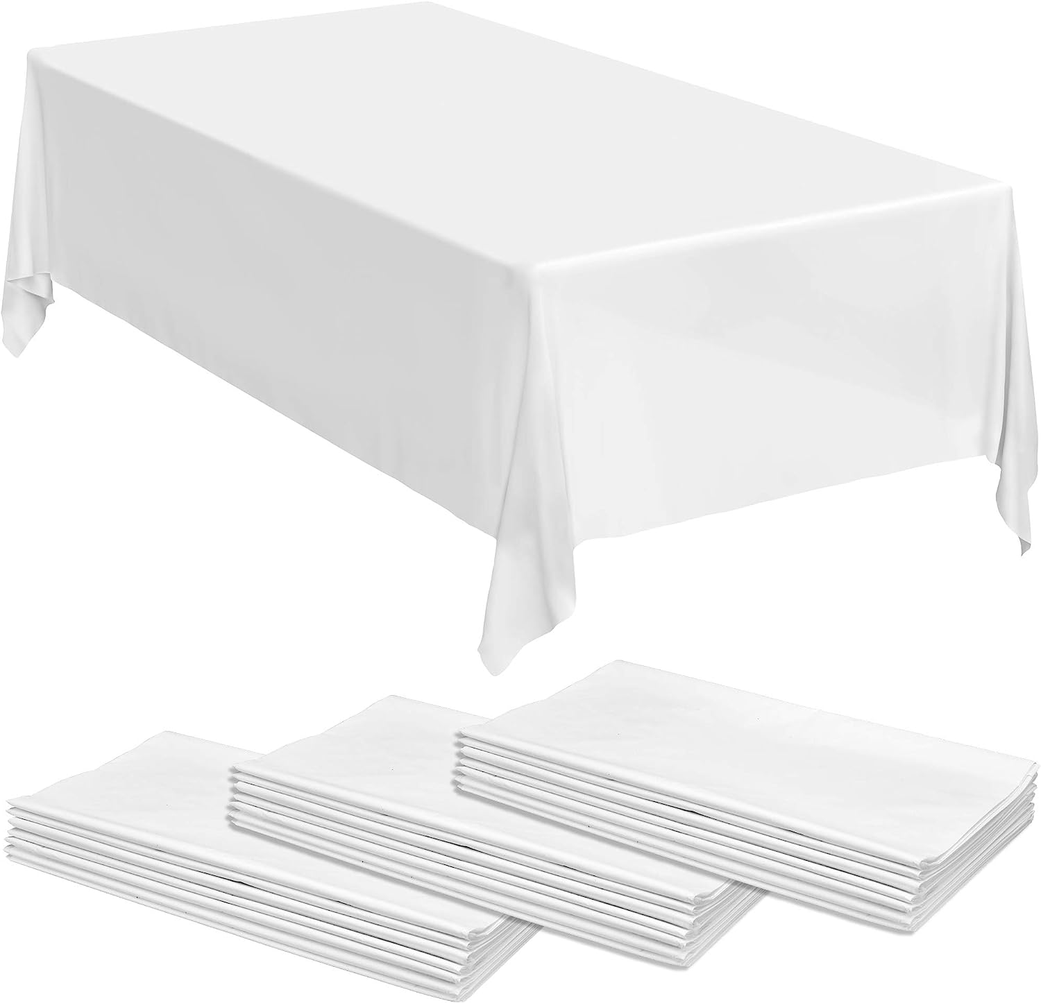 Prestee 24 White Premium Plastic Tablecloth - 108 x 54 Plastic Table Cloth | Disposable Tablecloths | White Tablecloths | Plastic Table Cover | Paper