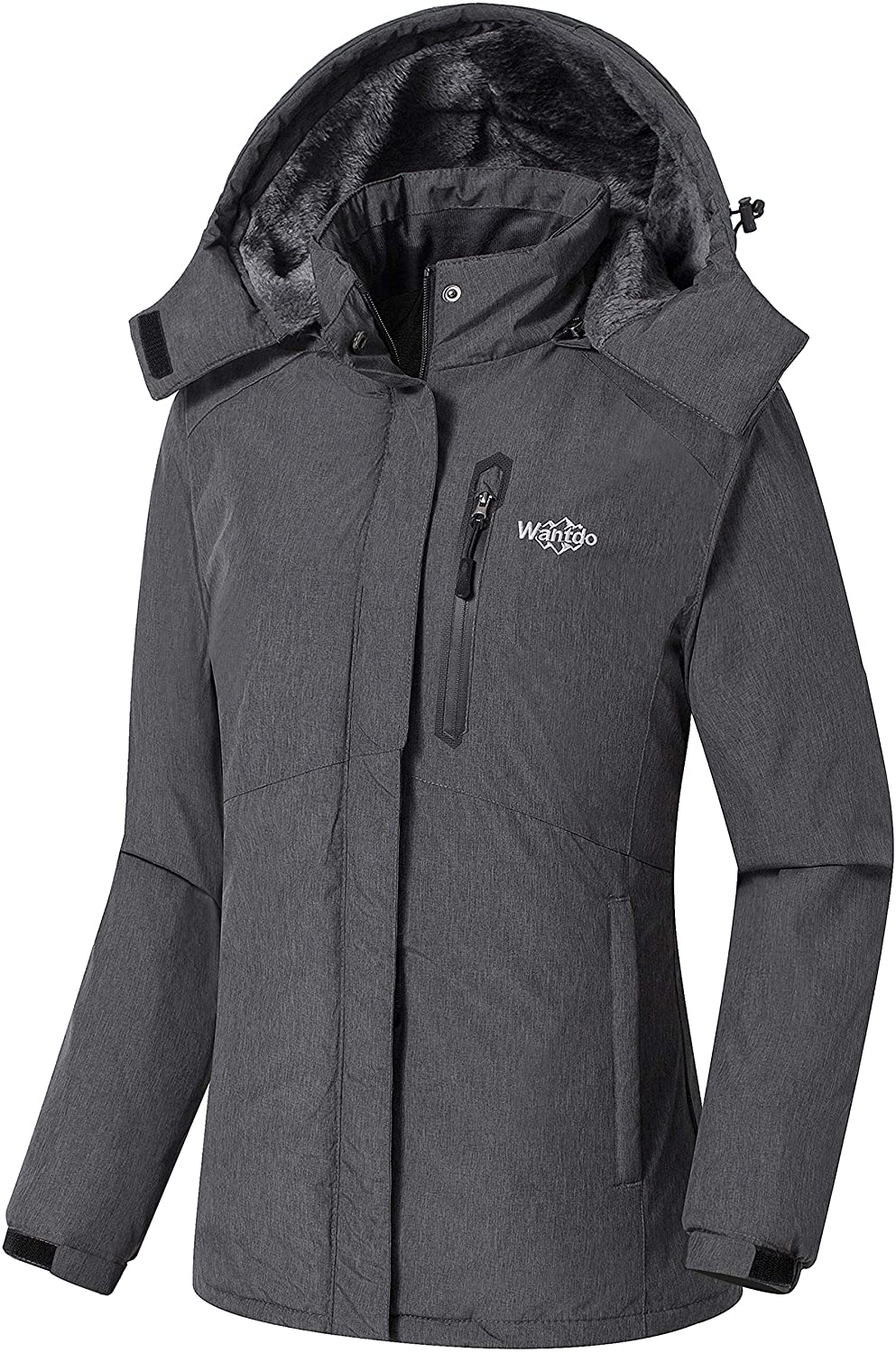 Wantdo Women's Waterproof Ski Jacket Fleece Winter Parka Windproof Snow Coat Water Resistant Raincoat 