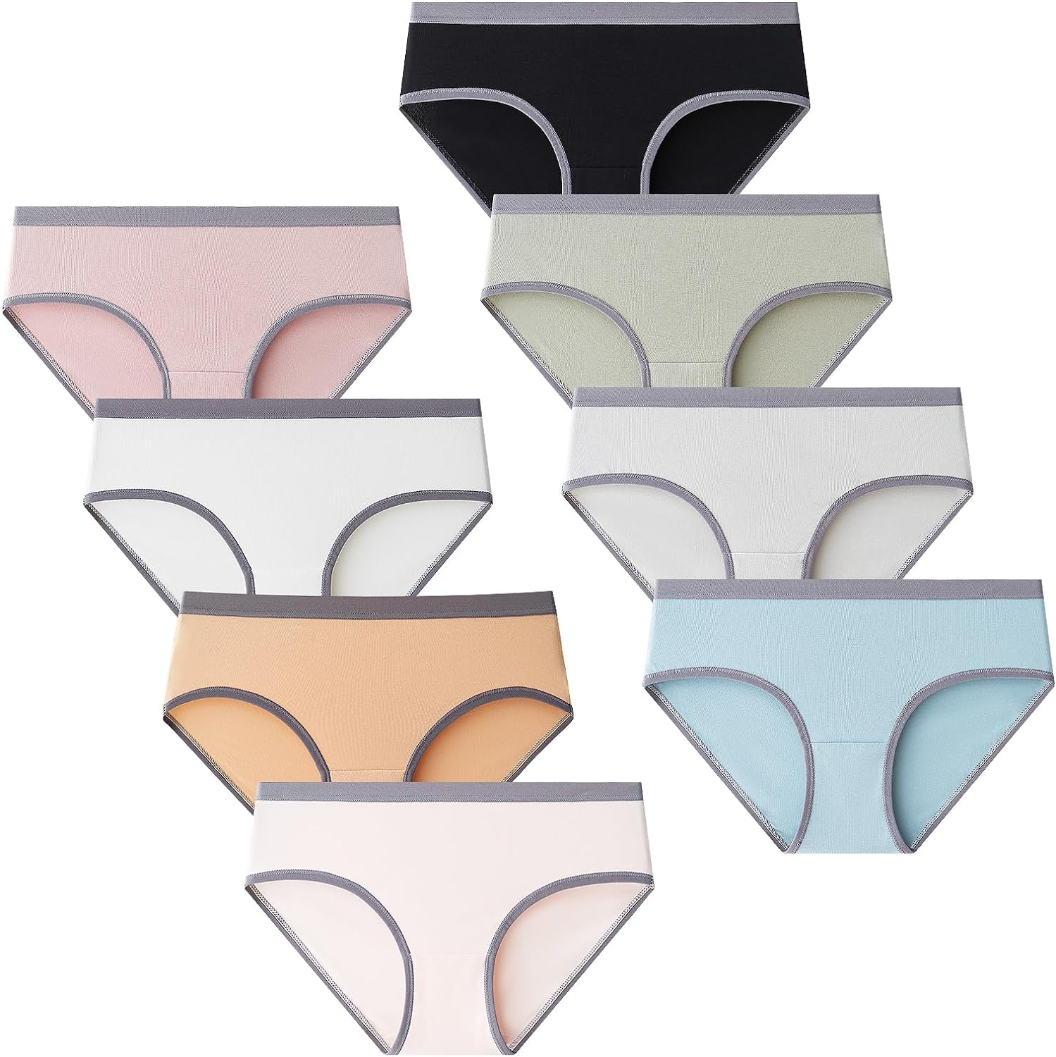 Domee Teen Girls Cotton Underwear Panties Briefs Pack of 8 Underpants
