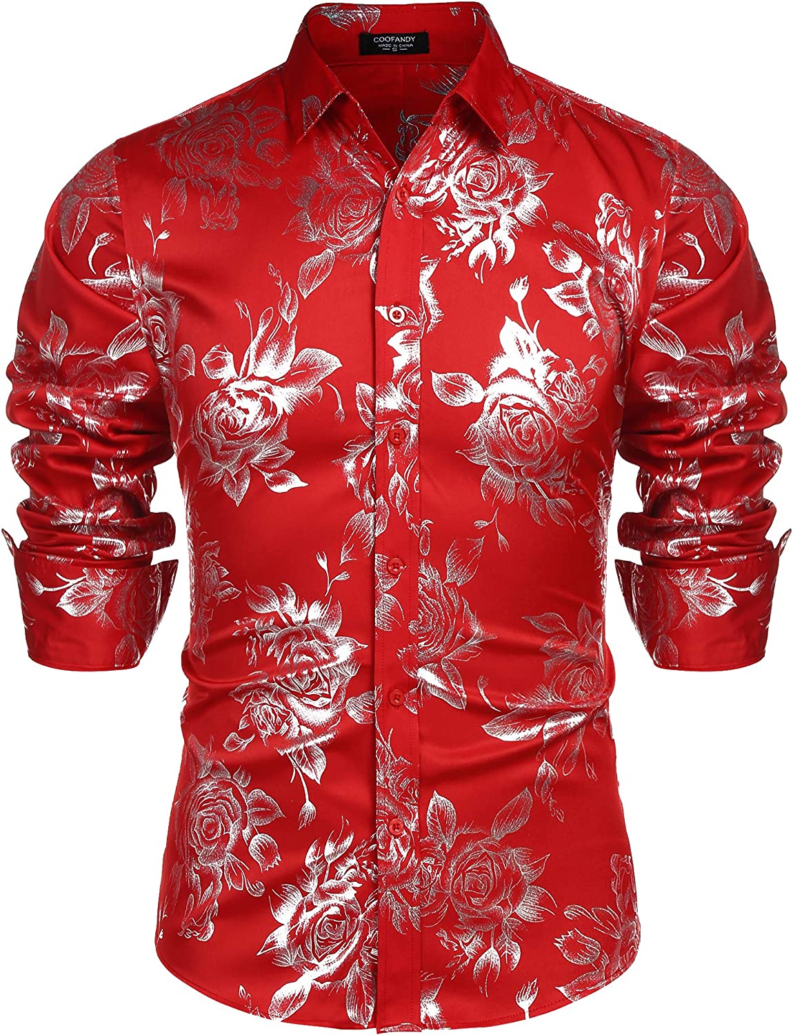 Mens Floral Printed Shirt Long Sleeve Fancy Rose Flower Print Casual Button  Down Shirts for Men Mens Floral Shirt Casual Button Down Long Sleeve Flower  Printed Shirt Men's Funky Printed Shirt 