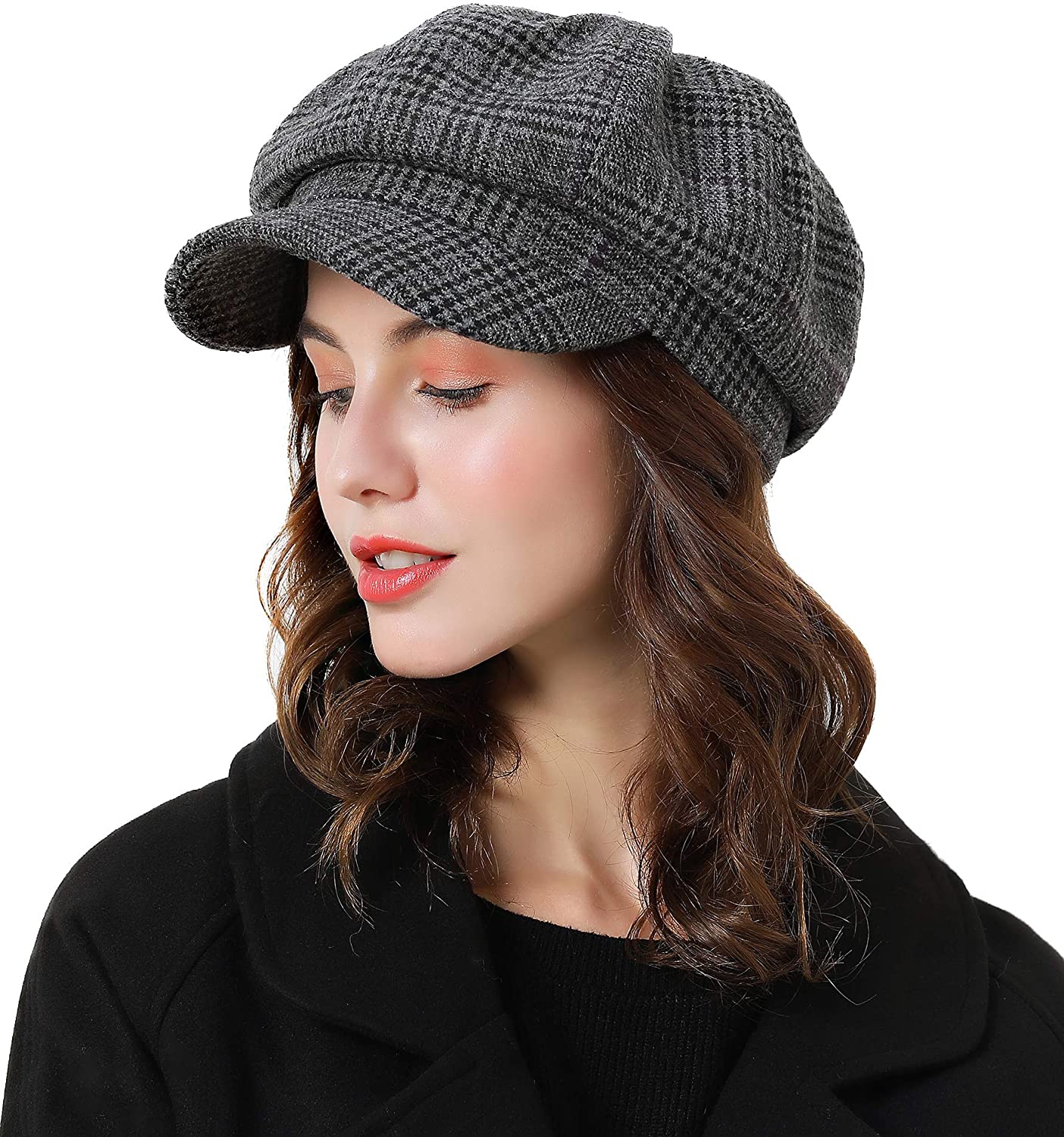 AMAKU Women Newsboy Hat Cotton 8 Panel Plain Cap Berets Gatsby Visor for Spring Summer Autumn