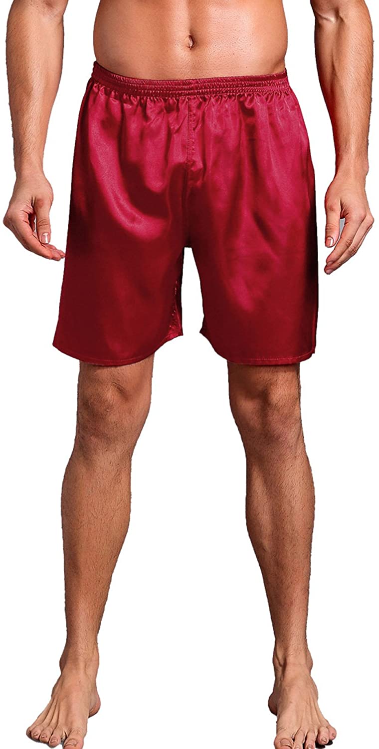 Mobarta Men's Satin Boxers Shorts Satin Pajama Bottom Shorts Underwear Silk Boxers 