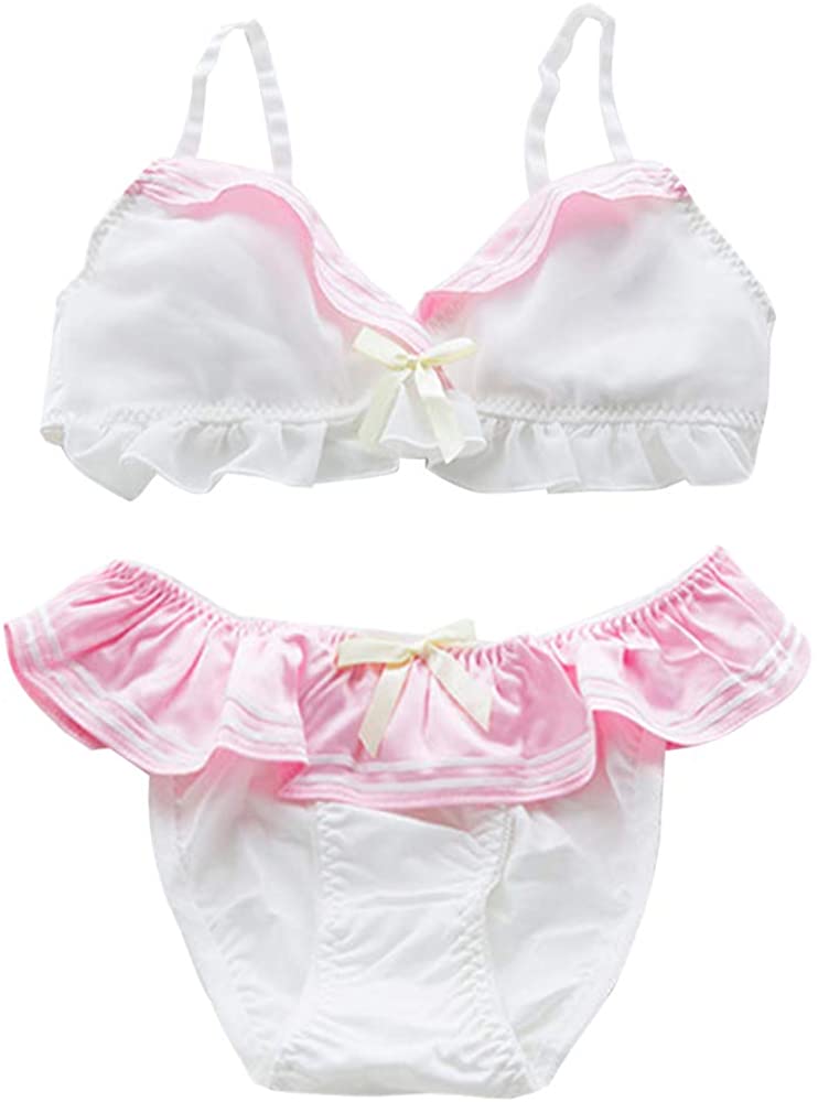 YOMORIO Womens Cute Panties Floral Cotton Briefs Lolita Japanese Underwear  Kawaii Panty Set Pink