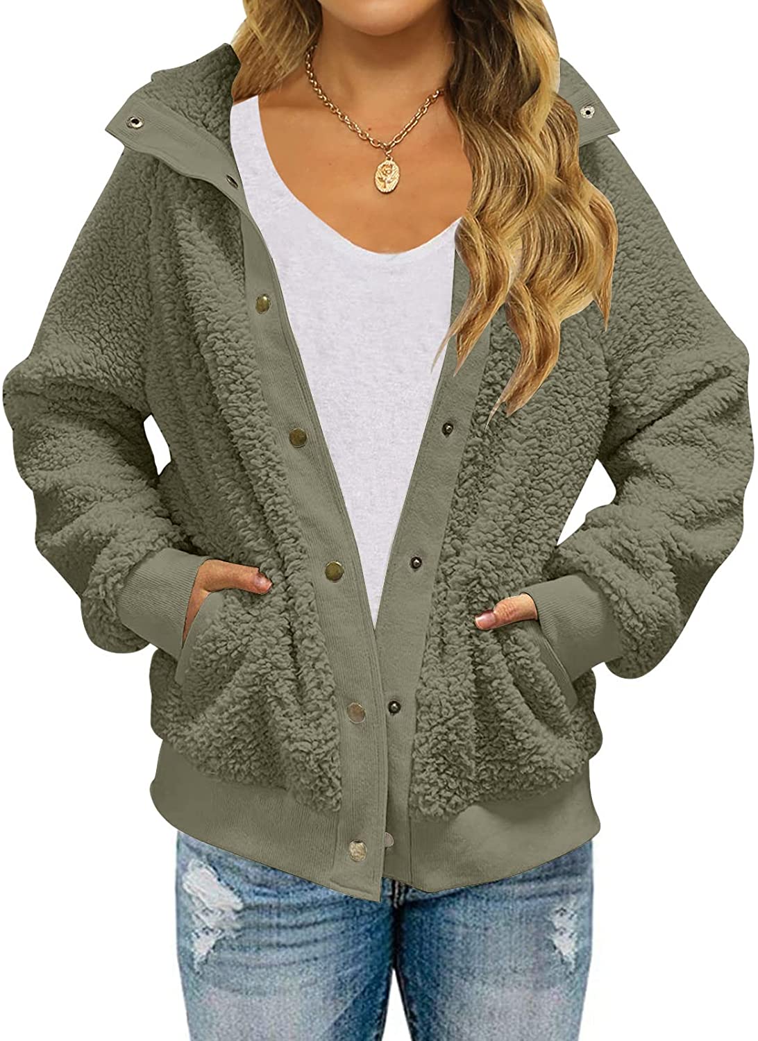 Buy Women Jacket Winter Warm Fleece Lined - Long Sleeve Sherpa