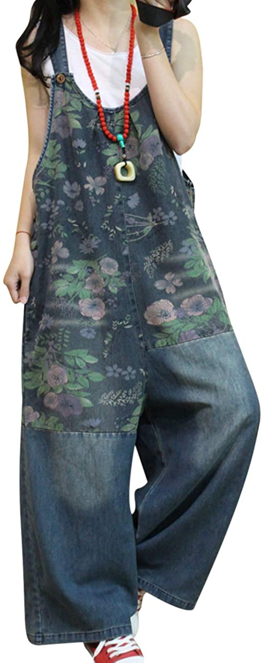 Beaurex Women Overalls Jeans Cropped Loose Baggy Denim Wide Leg Jumpsuit Rompers TR1001 