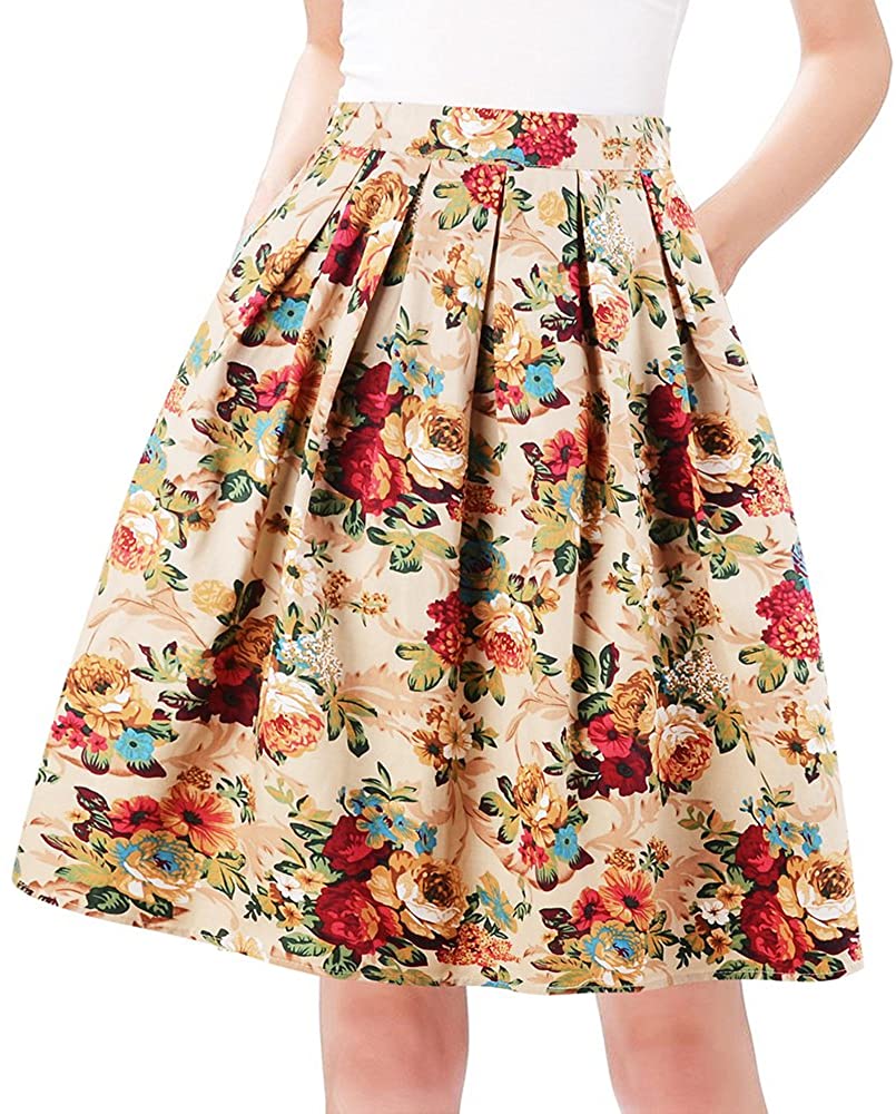 Taydey A-Line Pleated Vintage Skirts for Women 