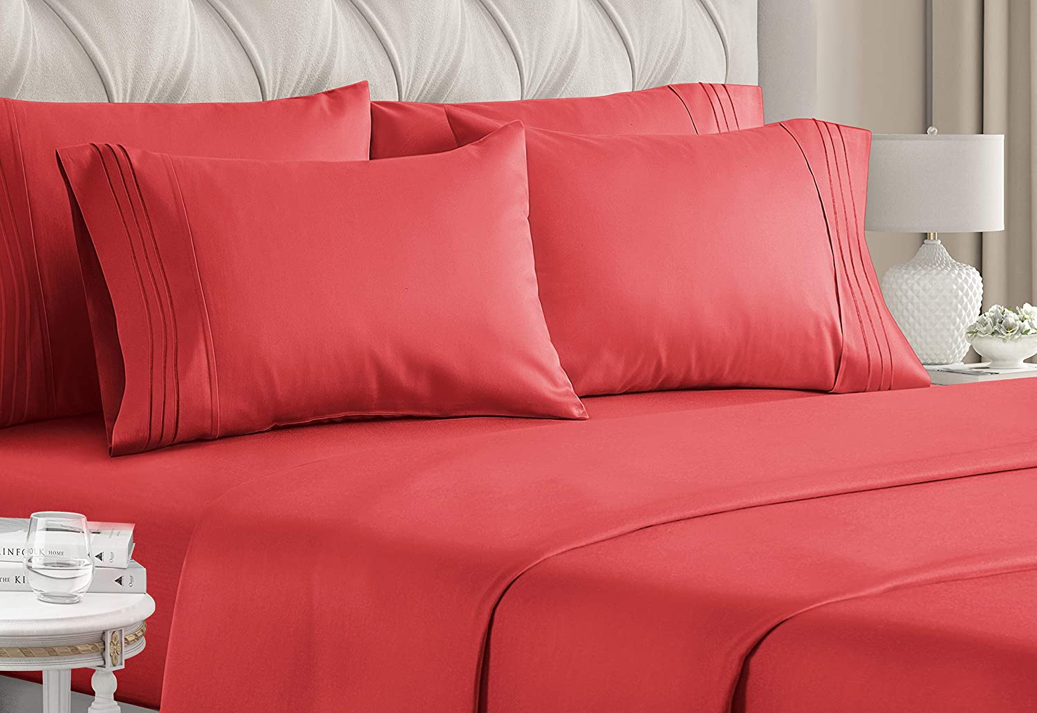 6 Piece Set Deep Extra Soft King Size Sheet Set Hotel Luxury Bed Sheets 